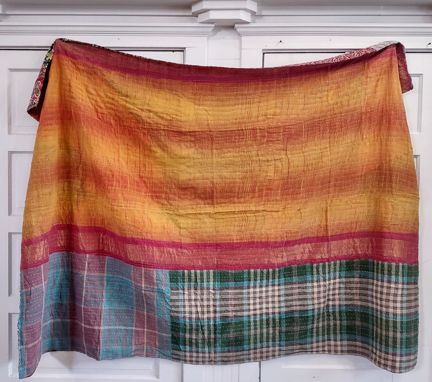 Kantha Sari Throw Blanket #1458