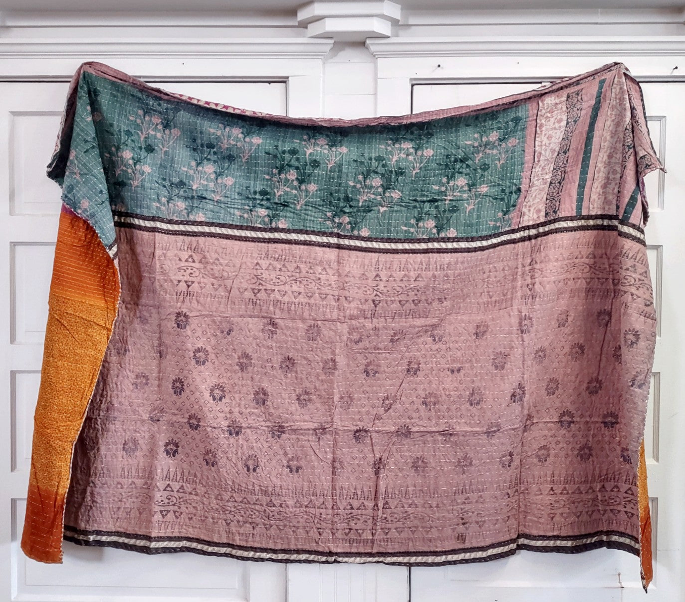 Kantha Sari Throw Blanket #1459