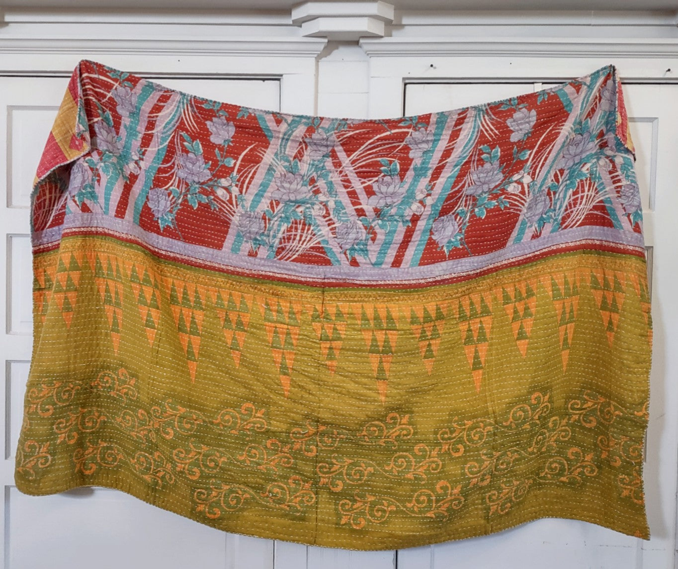 Kantha Sari Throw Blanket #1461