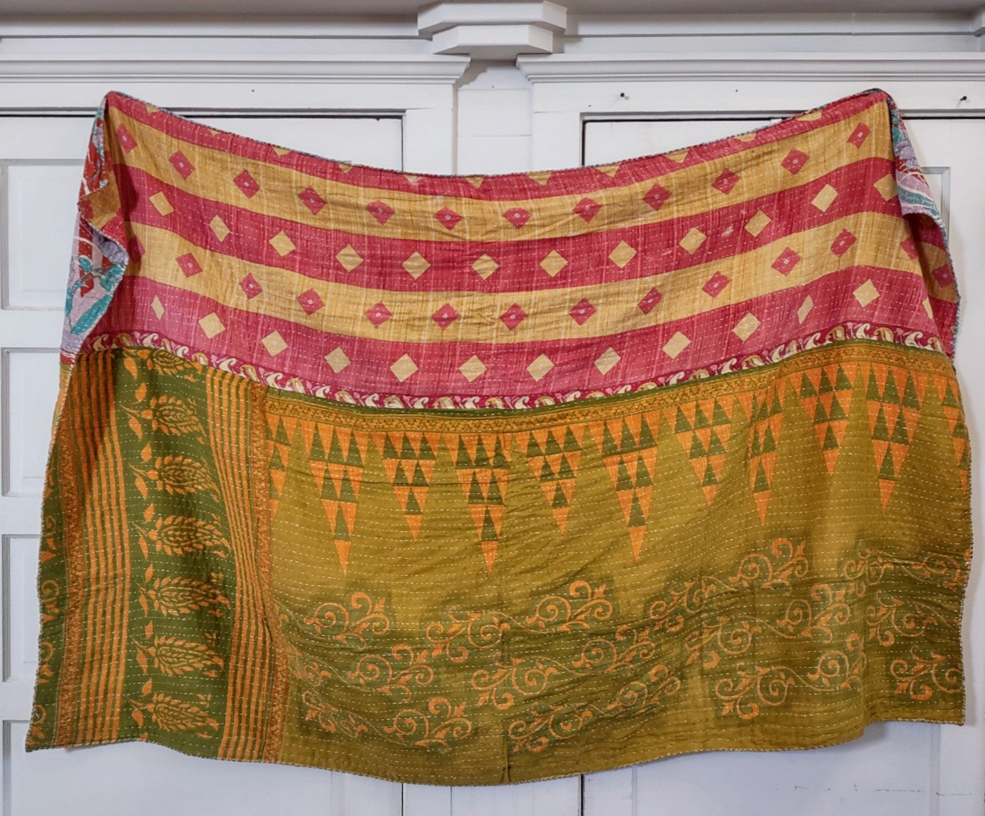 Kantha Sari Throw Blanket #1461