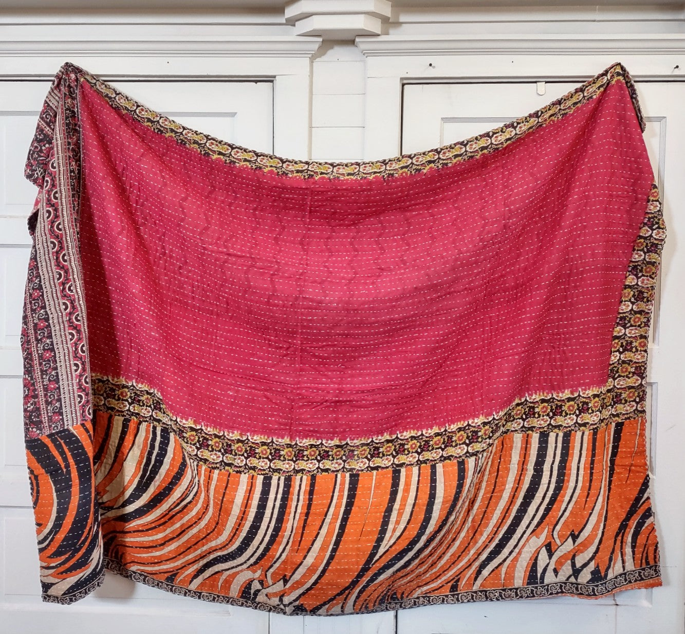 Kantha Sari Throw Blanket #1462