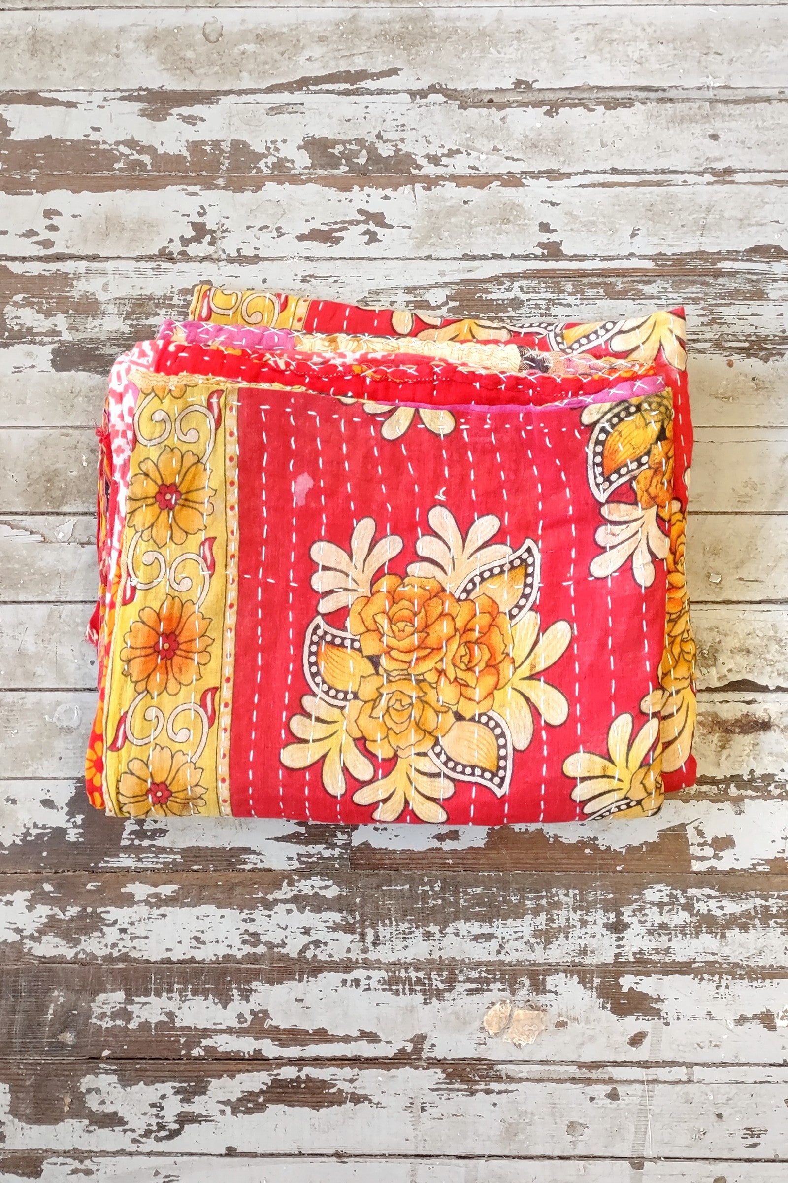 Kantha Sari Throw Blanket #1463