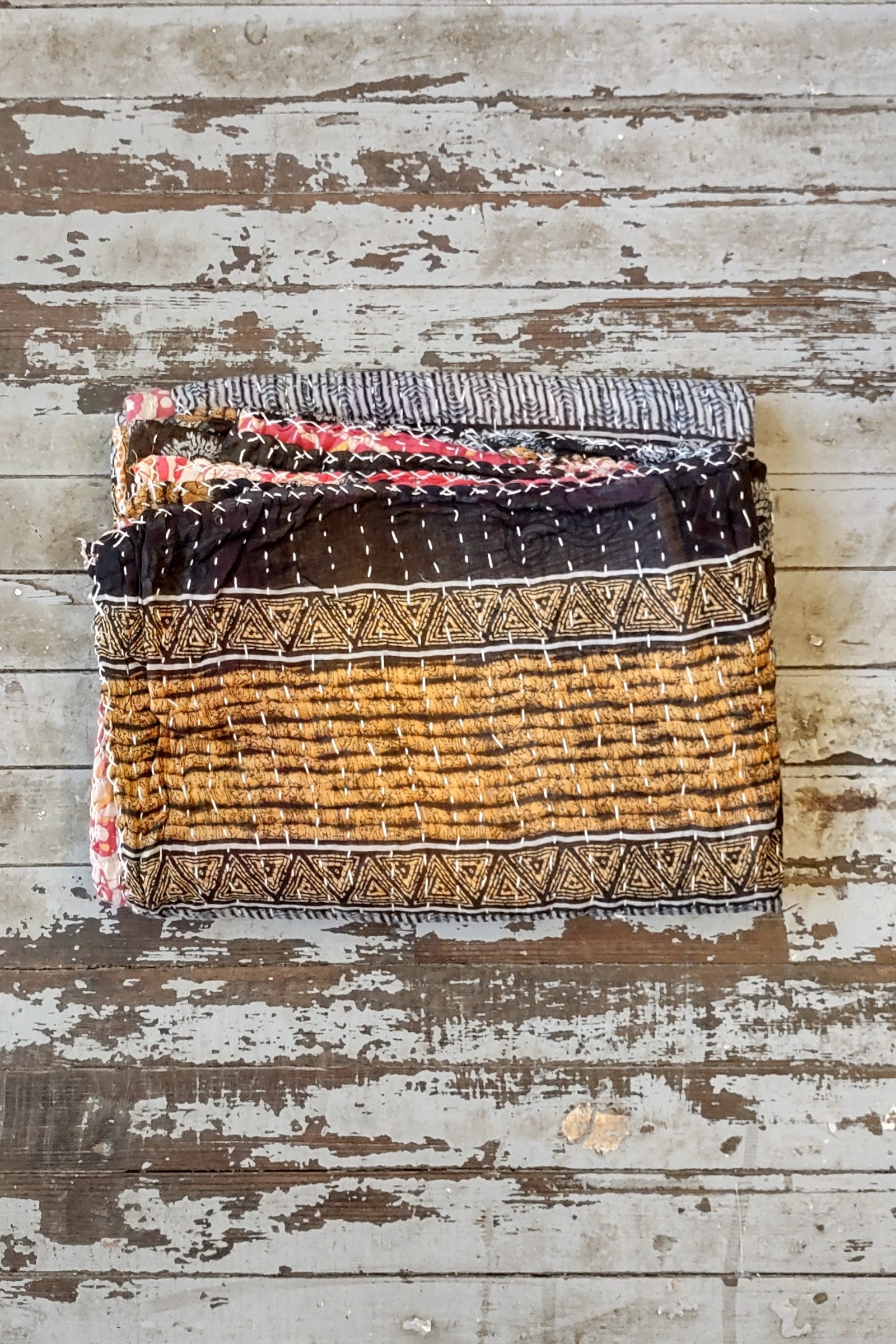 Kantha Sari Throw Blanket #1465