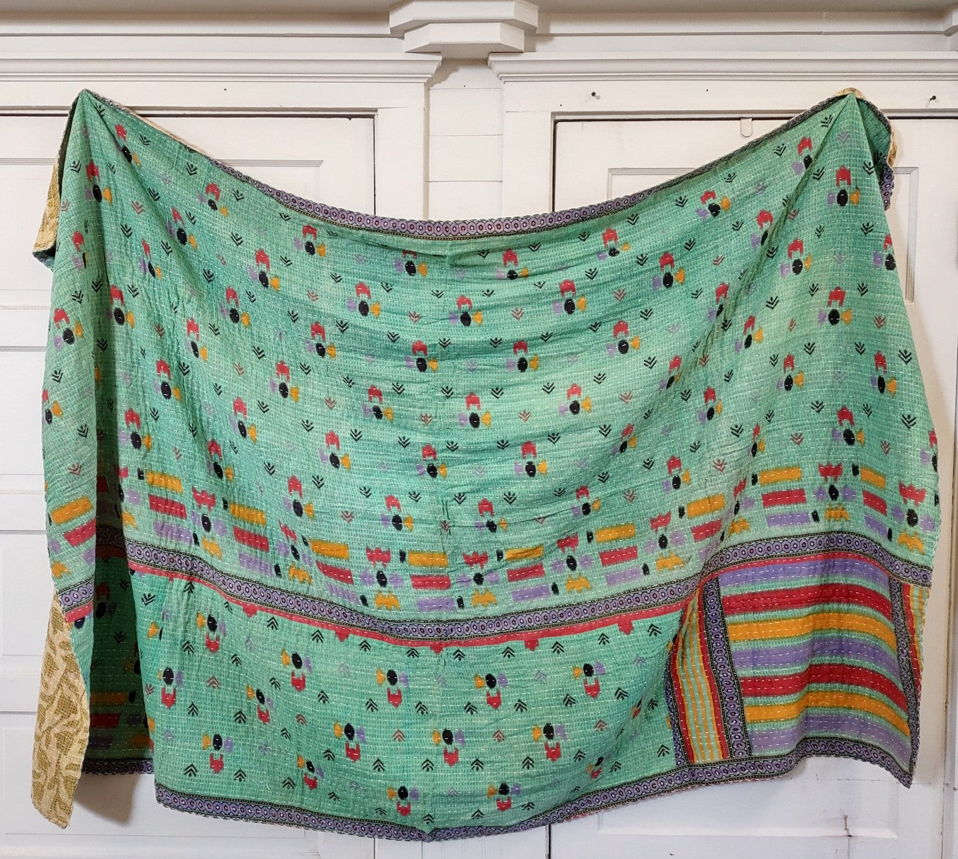 Kantha Sari Throw Blanket #1466