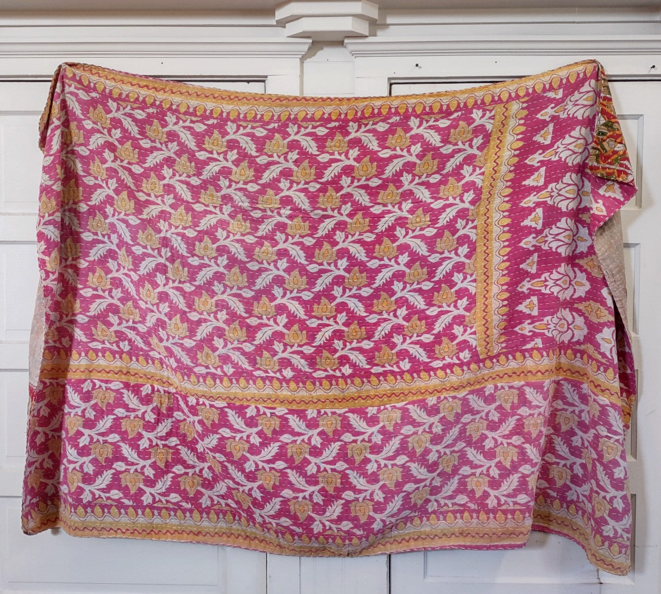 Kantha Sari Throw Blanket #1467