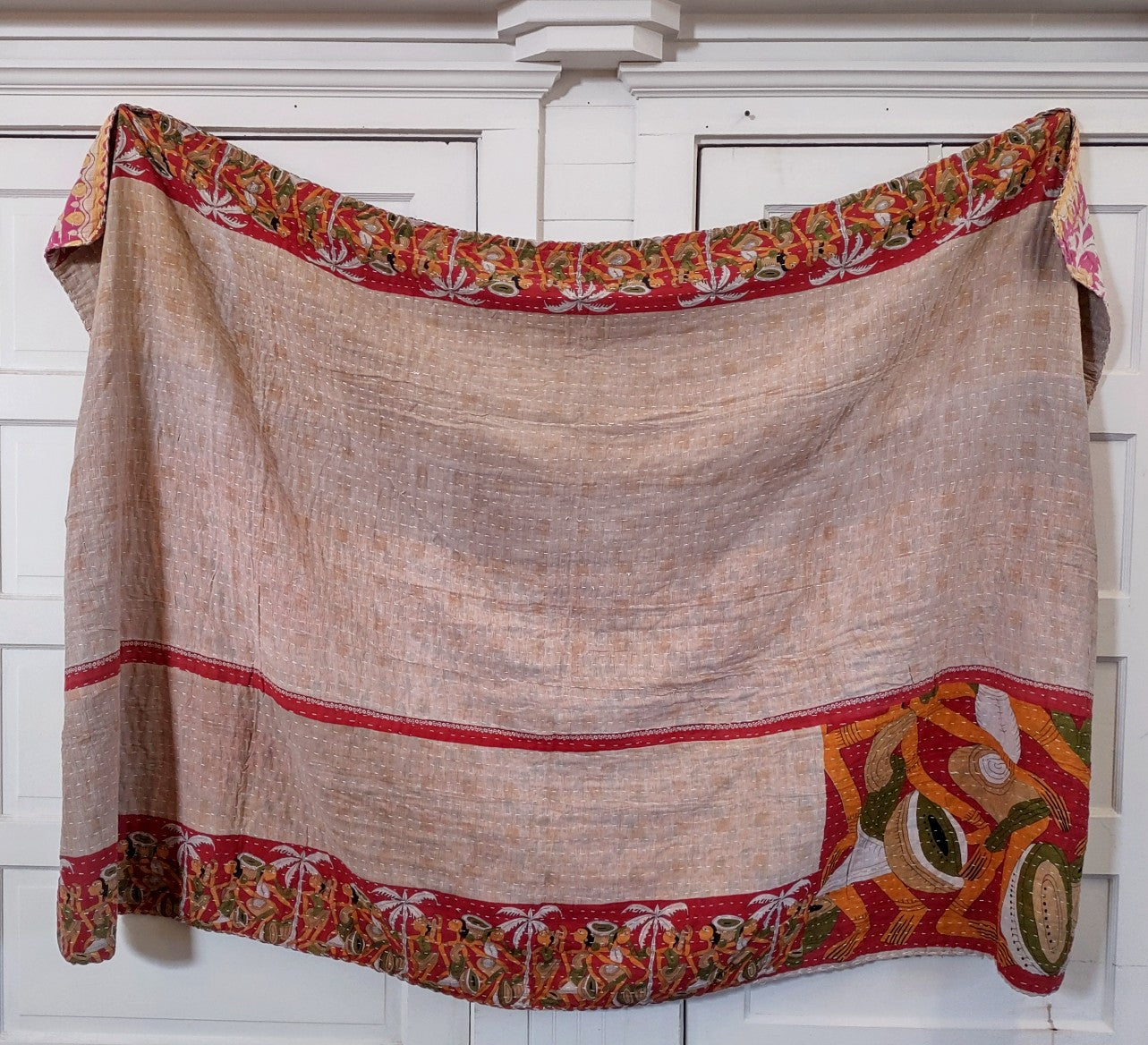 Kantha Sari Throw Blanket #1467