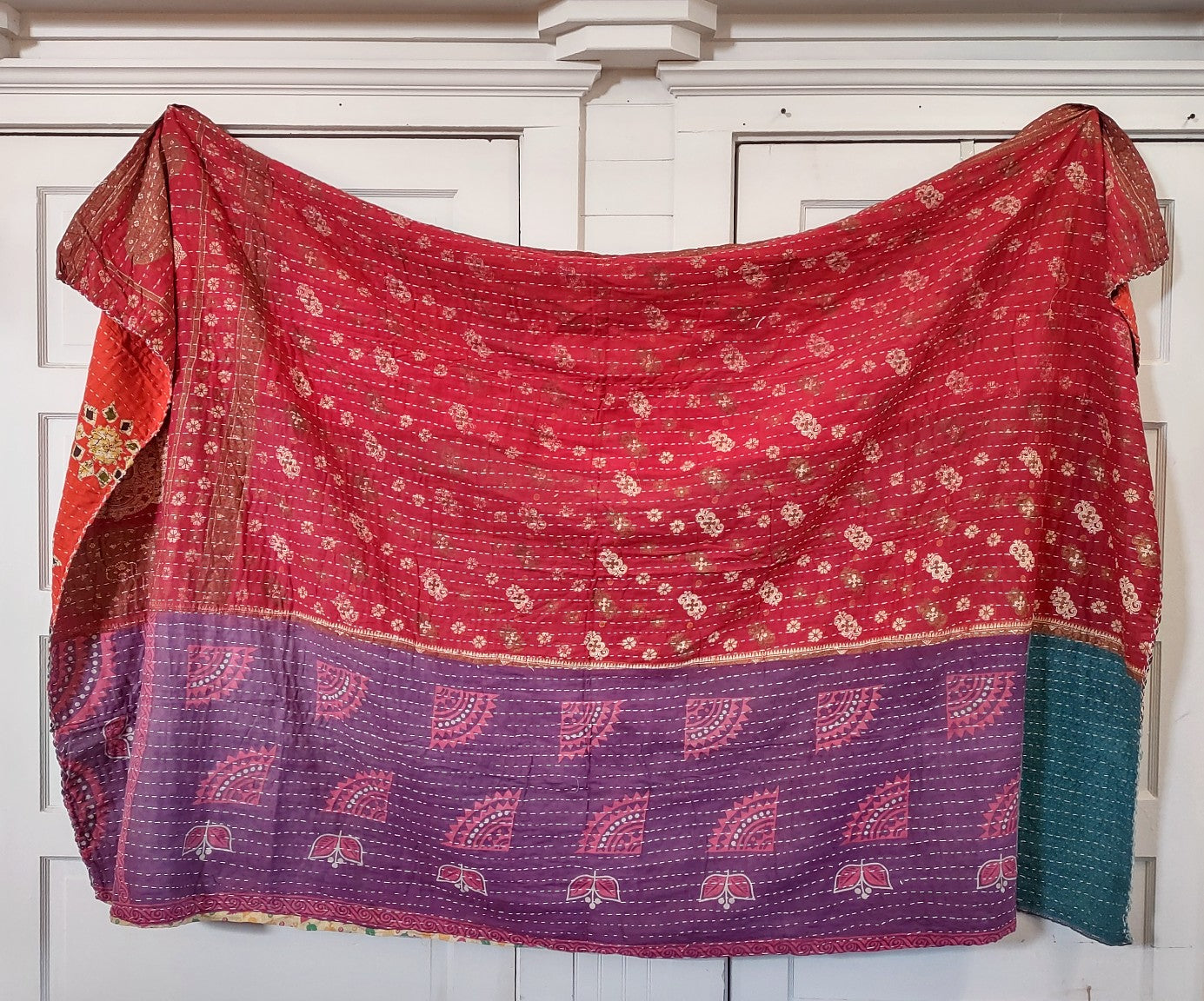 Kantha Sari Throw Blanket #1468