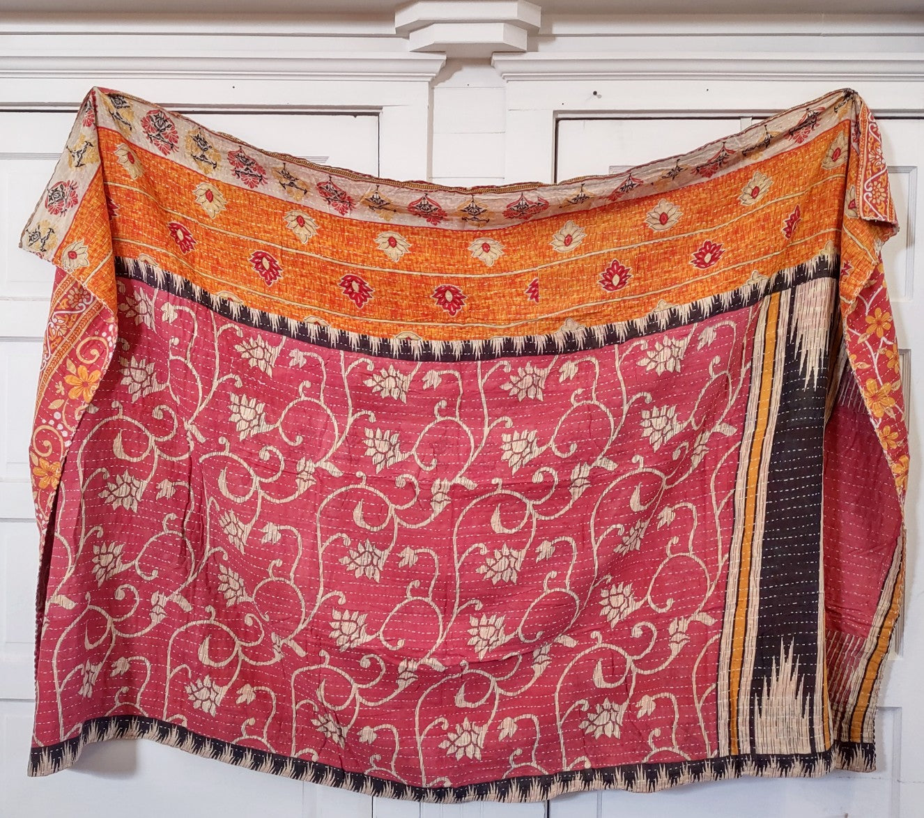 Kantha Sari Throw Blanket #1469