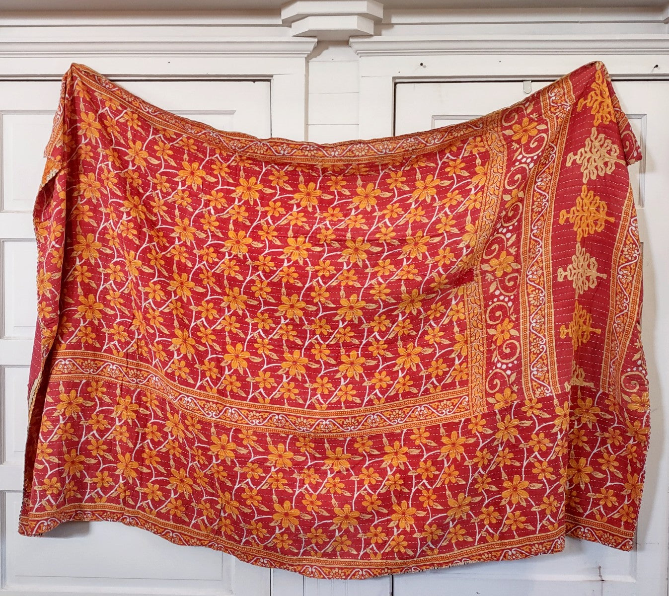 Kantha Sari Throw Blanket #1469