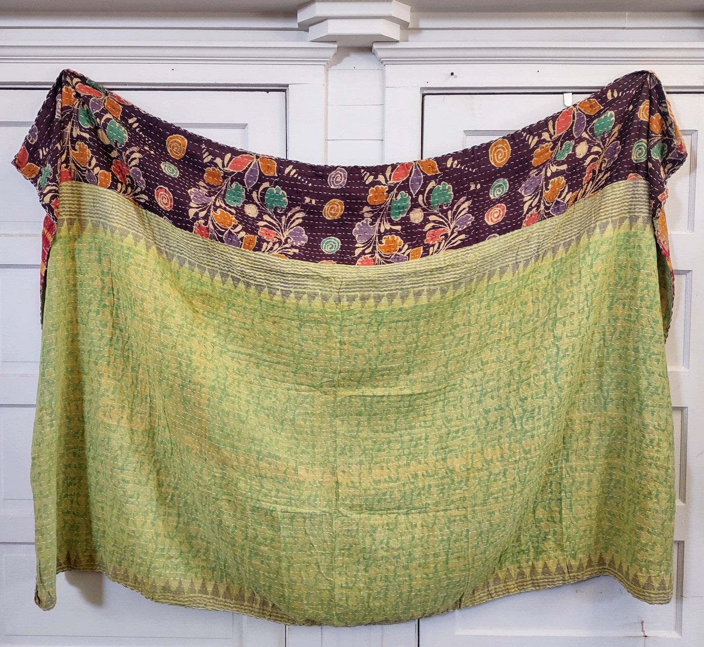 Kantha Sari Throw Blanket #1471