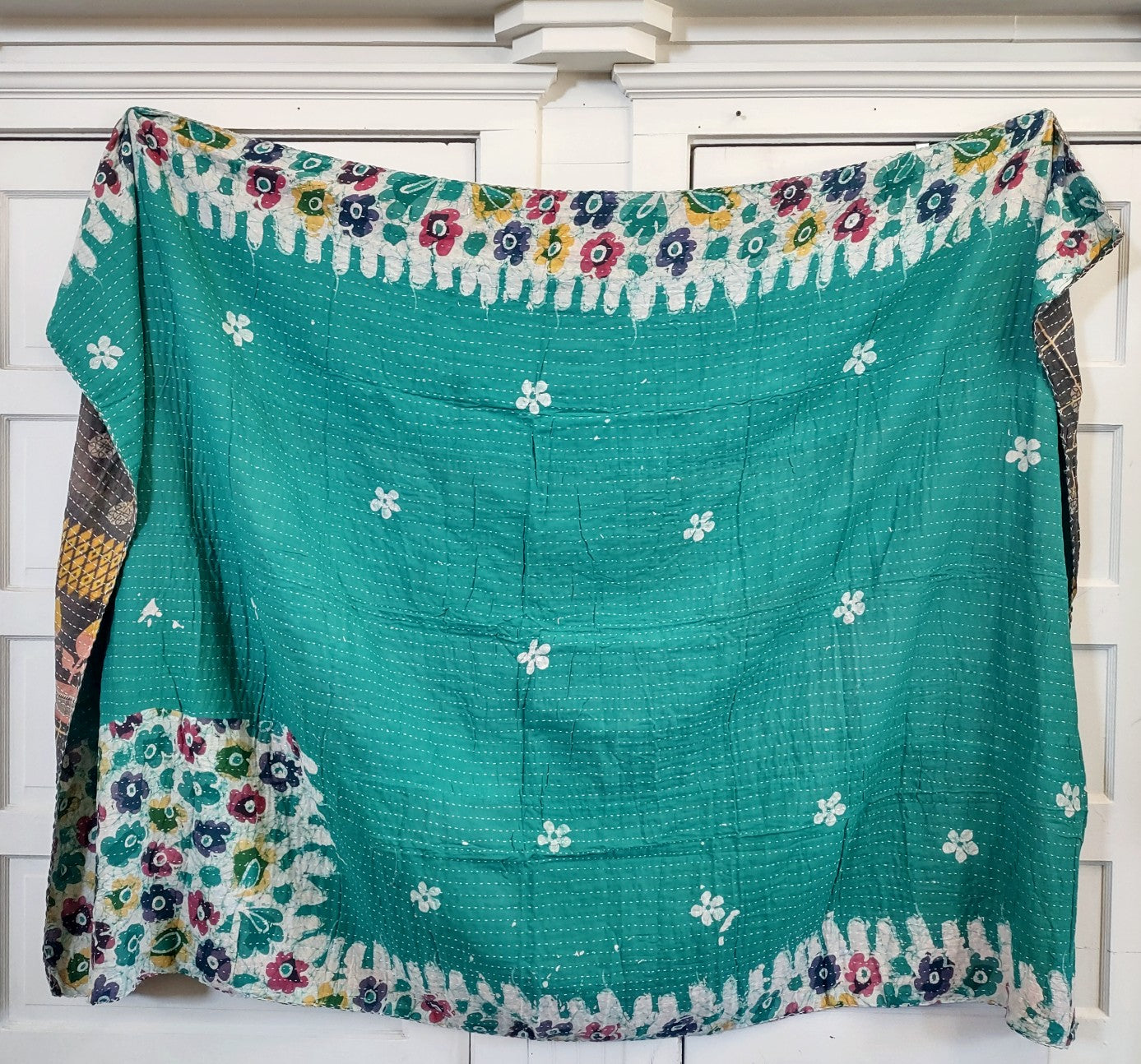 Kantha Sari Throw Blanket #1473