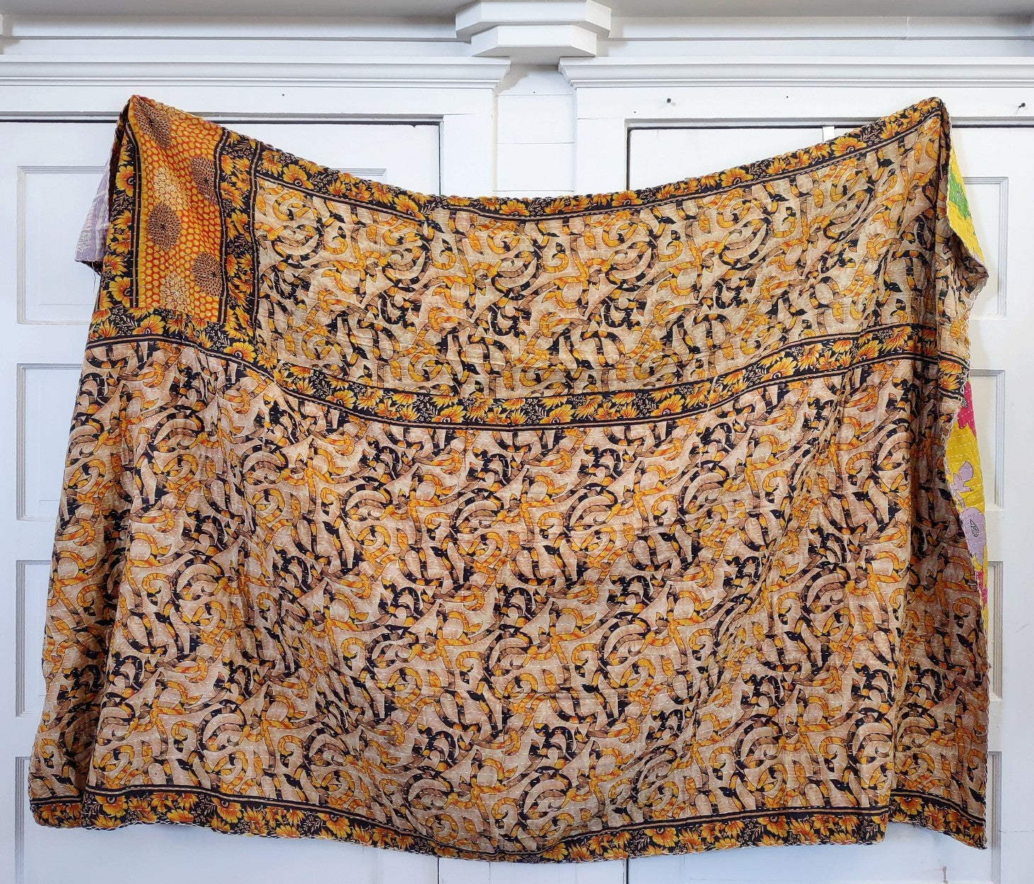 Kantha Sari Throw Blanket #1474