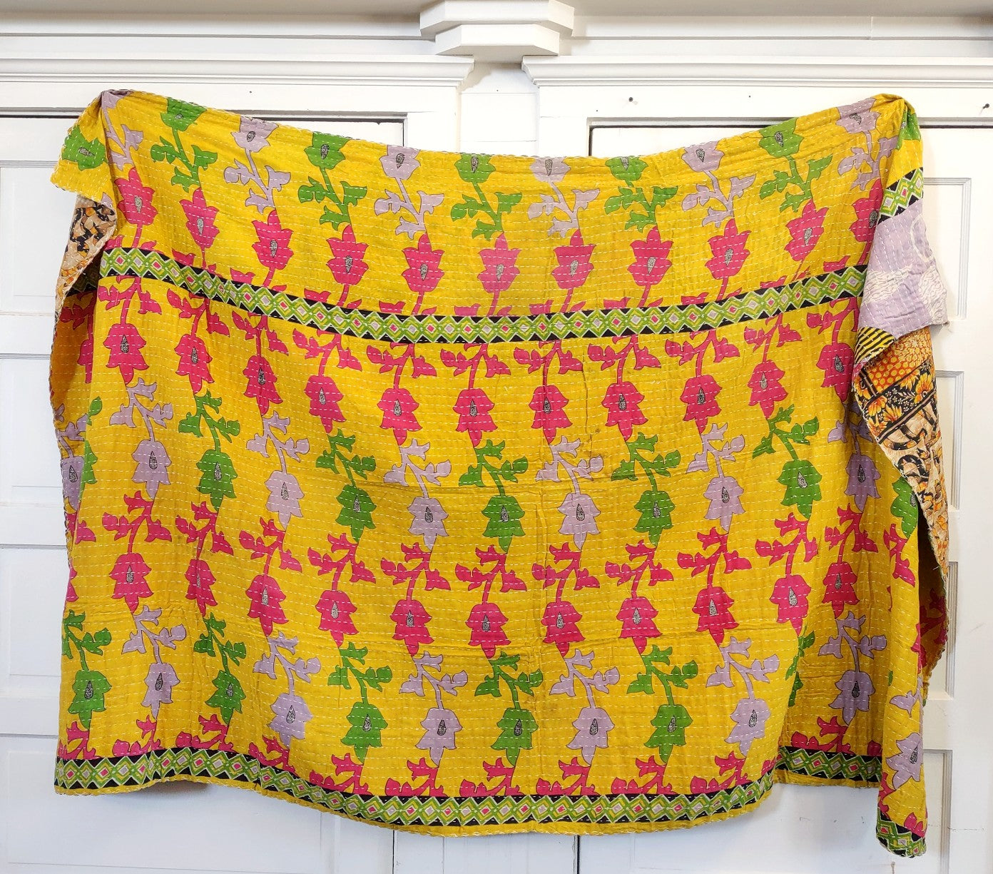 Kantha Sari Throw Blanket #1474