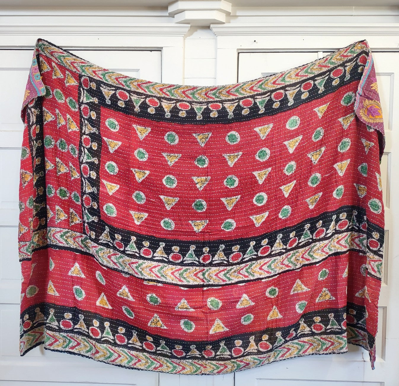 Kantha Sari Throw Blanket #1475