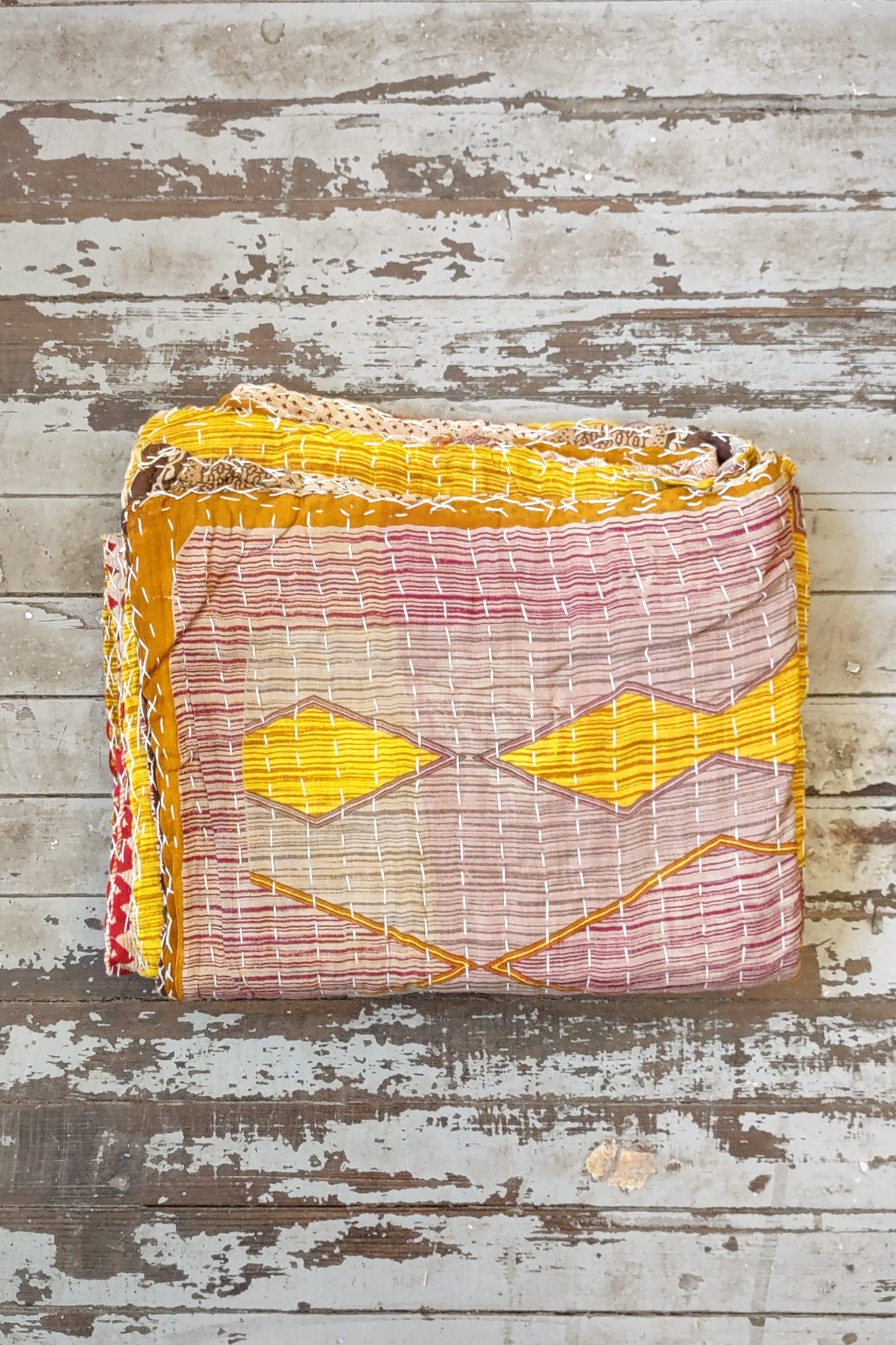 Kantha Sari Throw Blanket #1476