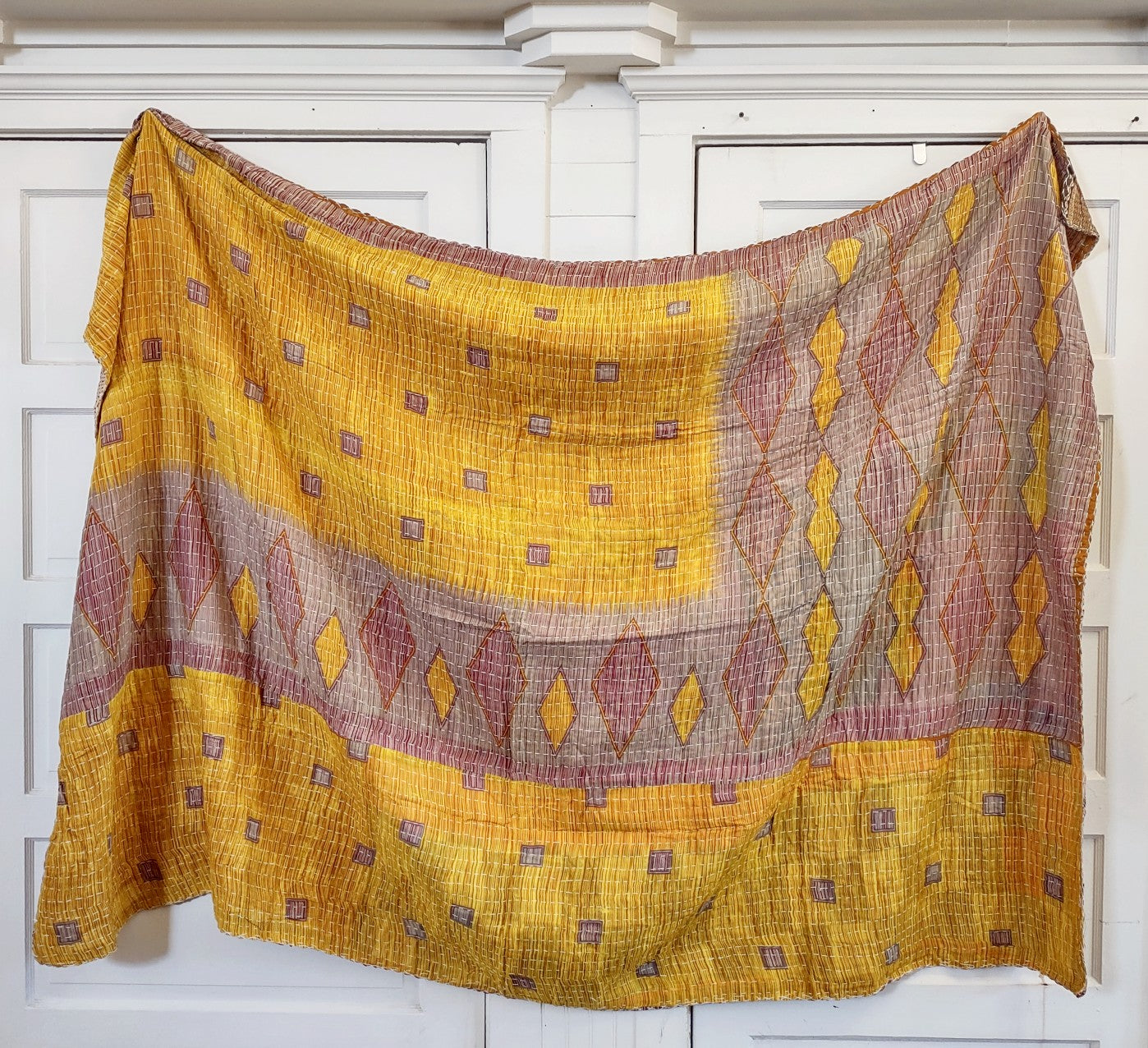 Kantha Sari Throw Blanket #1476