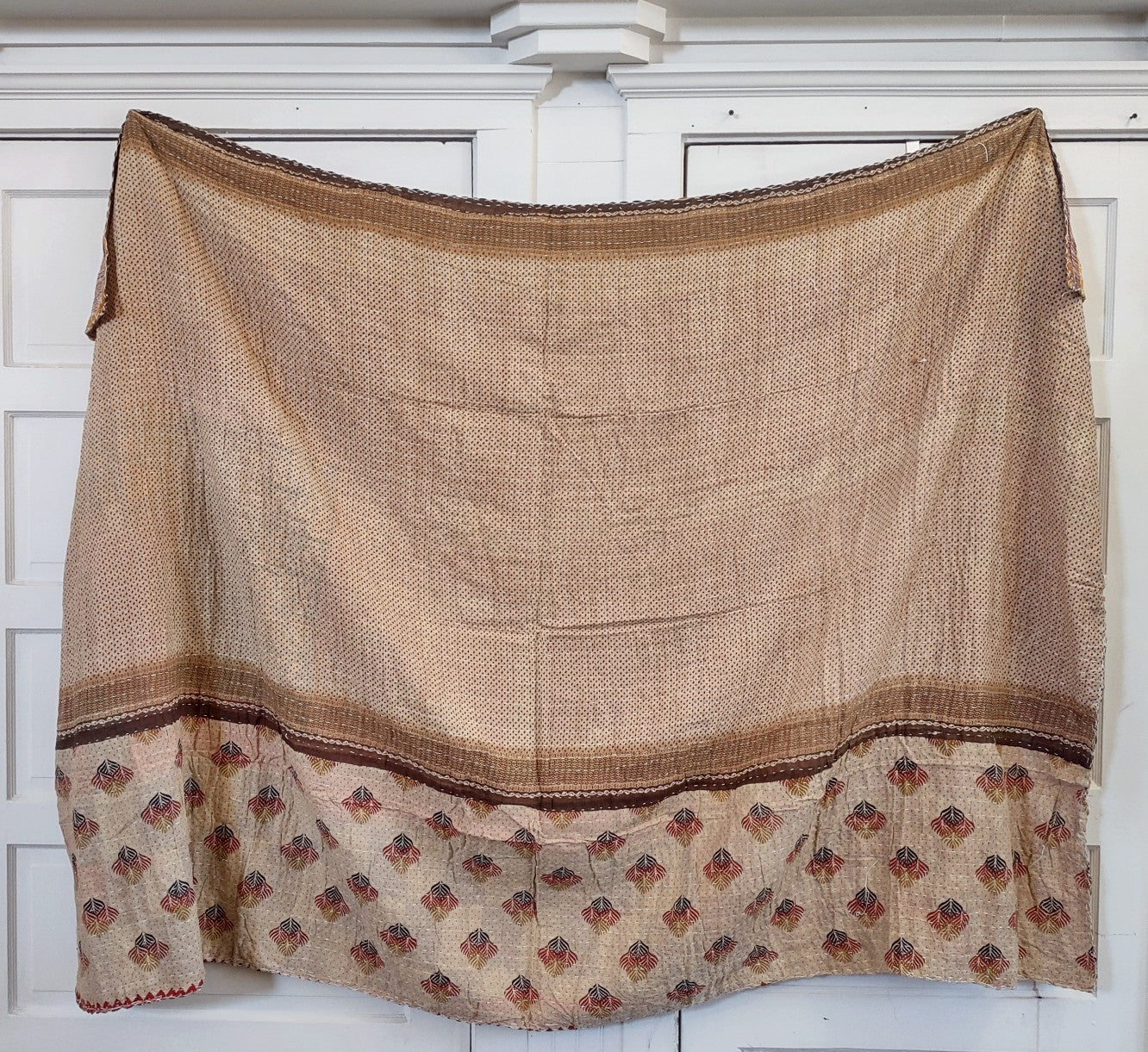 Kantha Sari Throw Blanket #1476