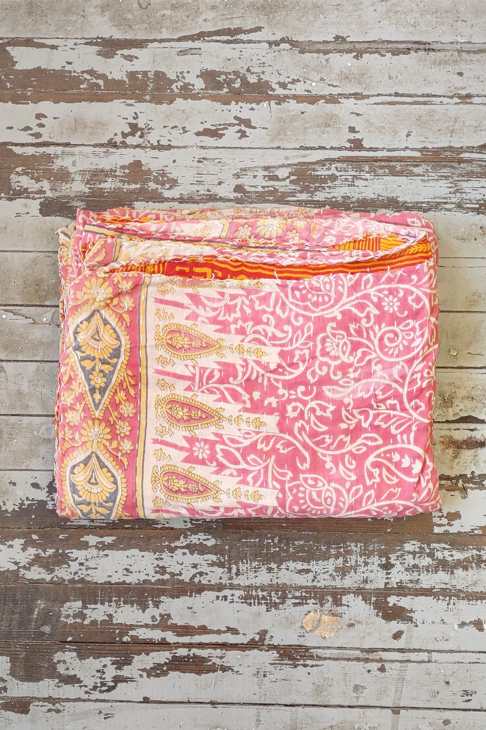 Kantha Sari Throw Blanket #1477