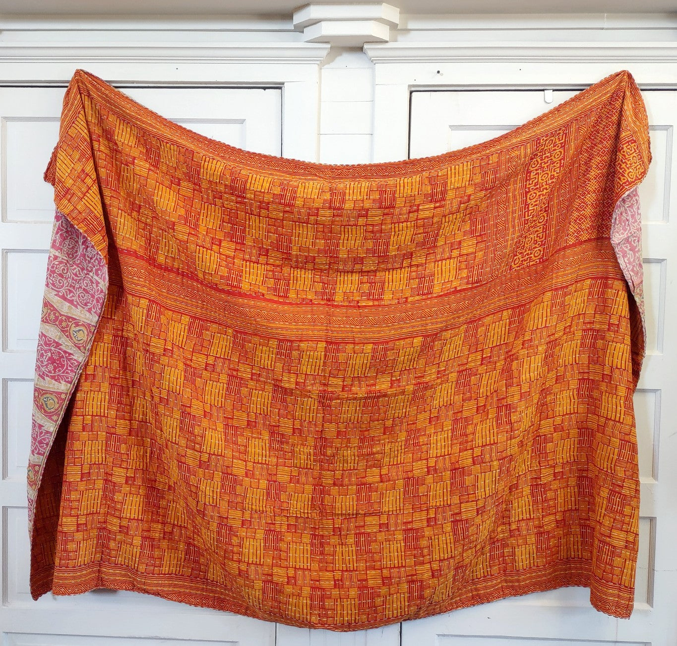 Kantha Sari Throw Blanket #1477