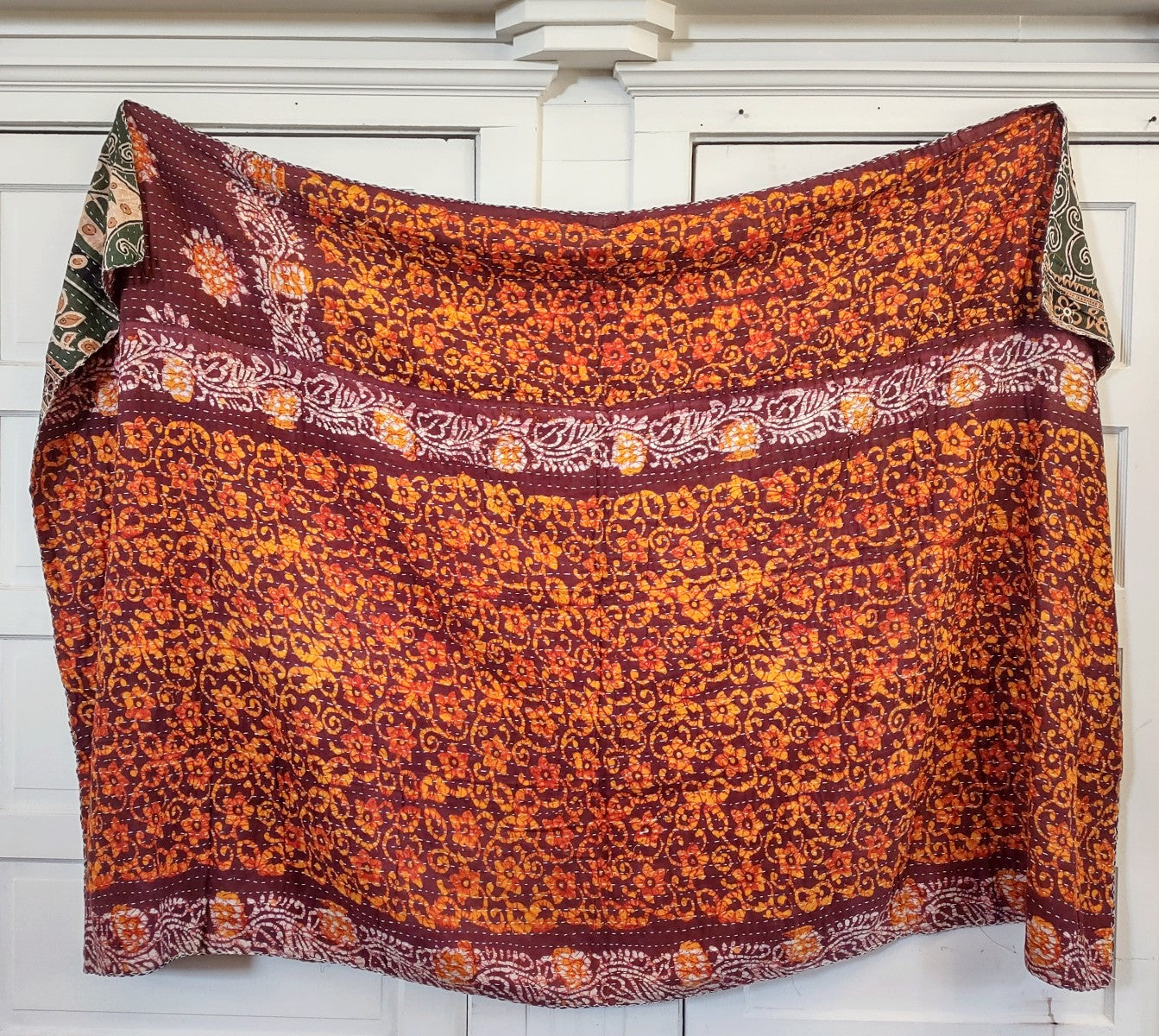 Kantha Sari Throw Blanket #1479