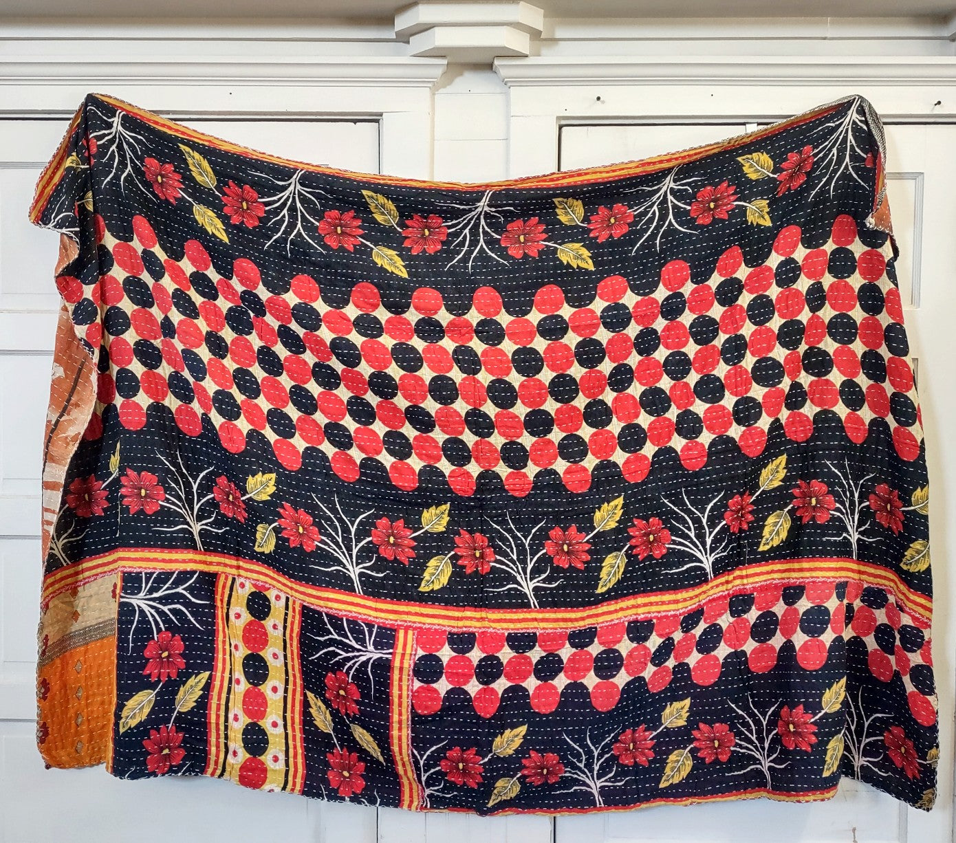 Kantha Sari Throw Blanket #1480