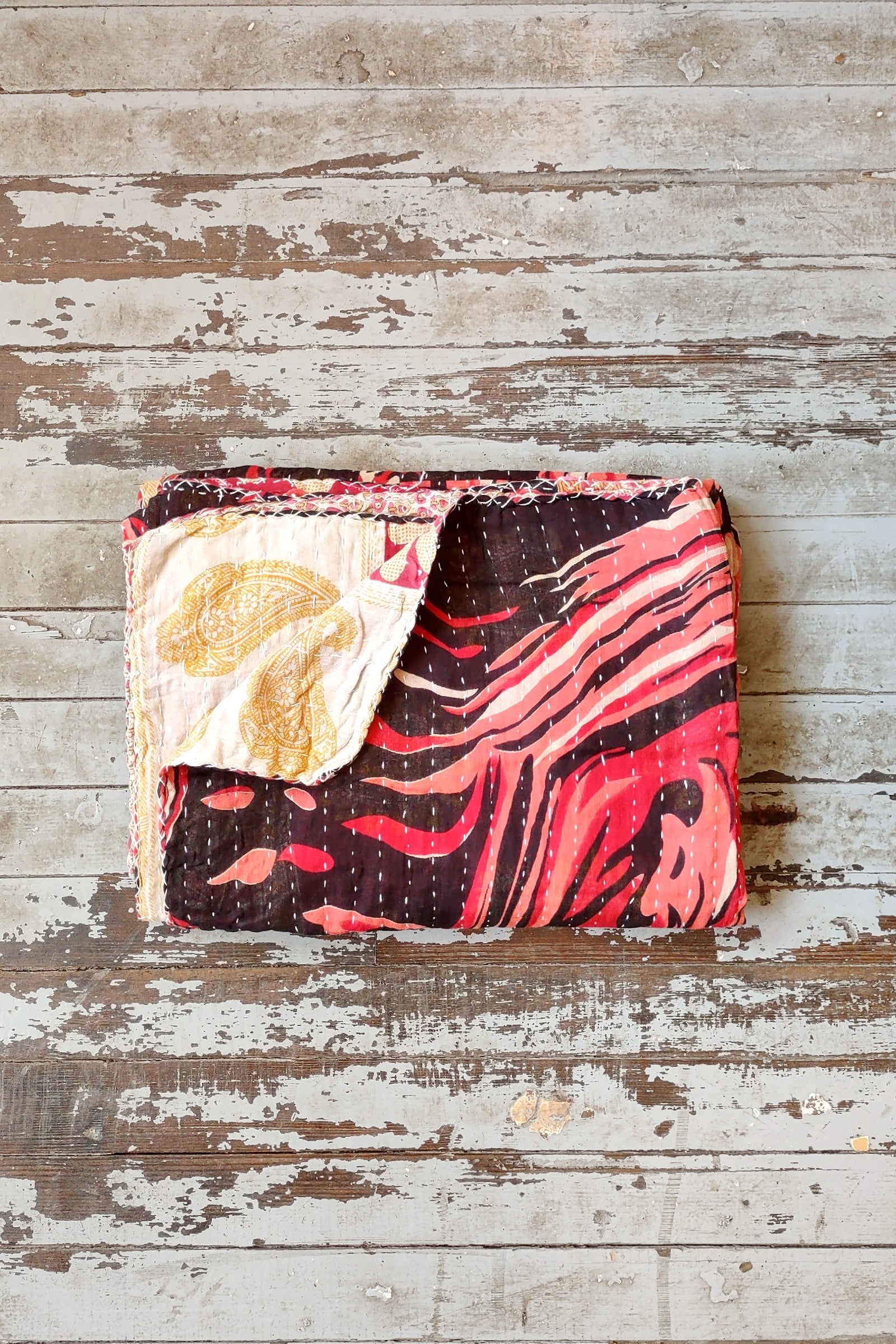 Kantha Sari Throw Blanket #1557