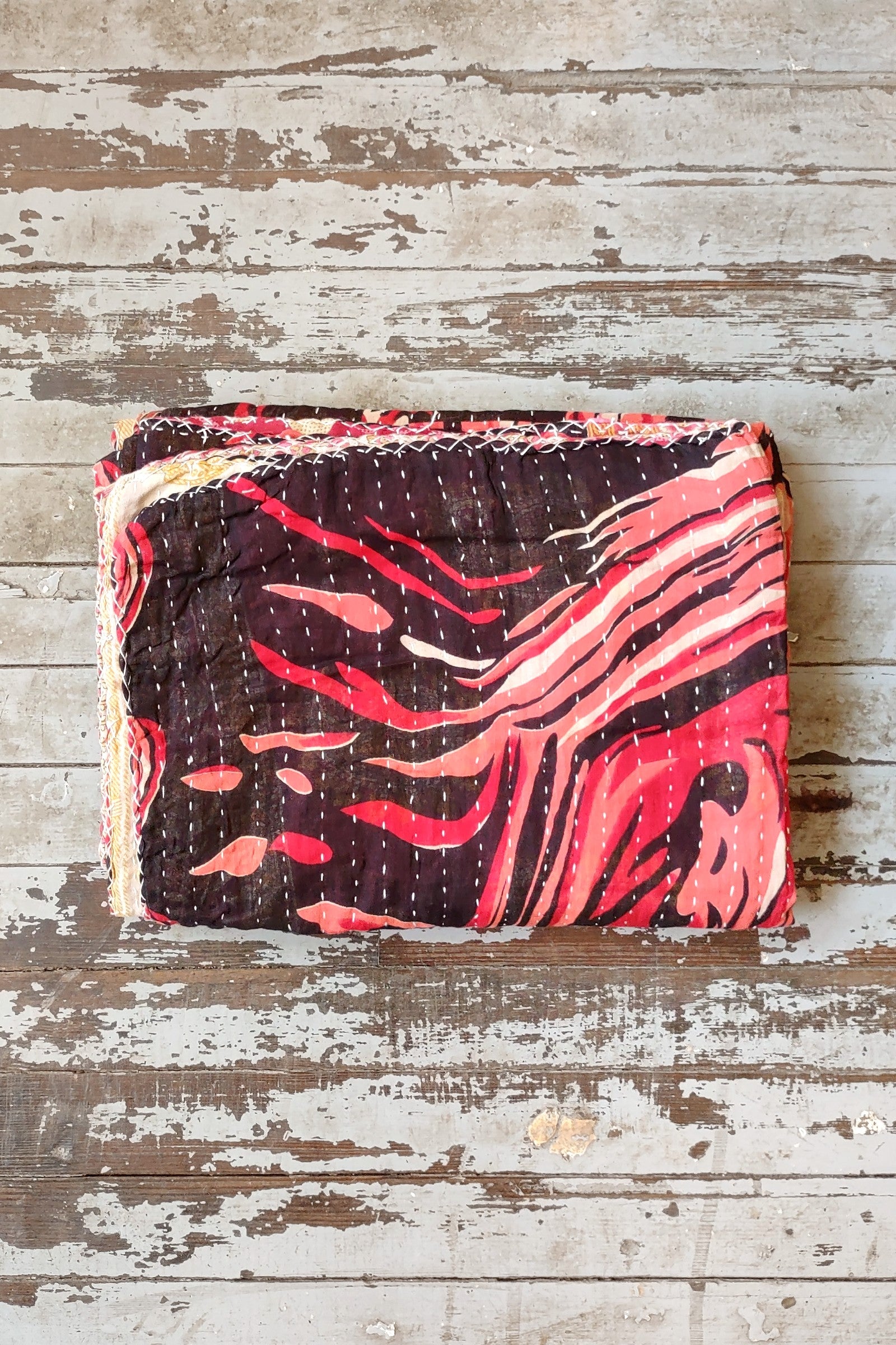 Kantha Sari Throw Blanket #1557