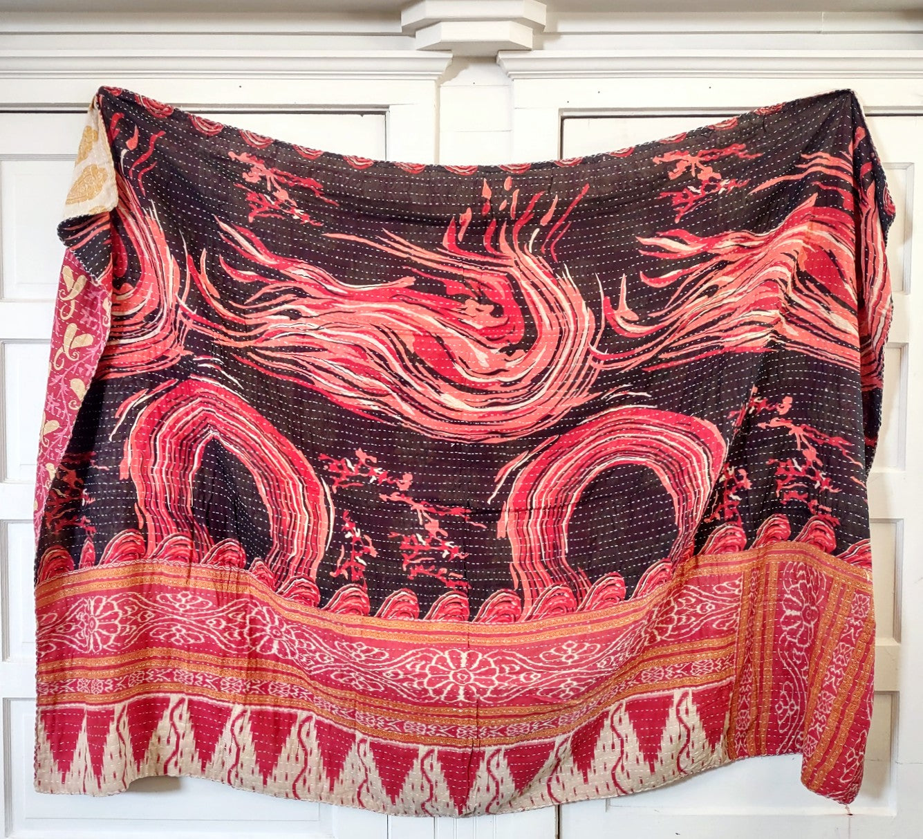 Kantha Sari Throw Blanket #1557