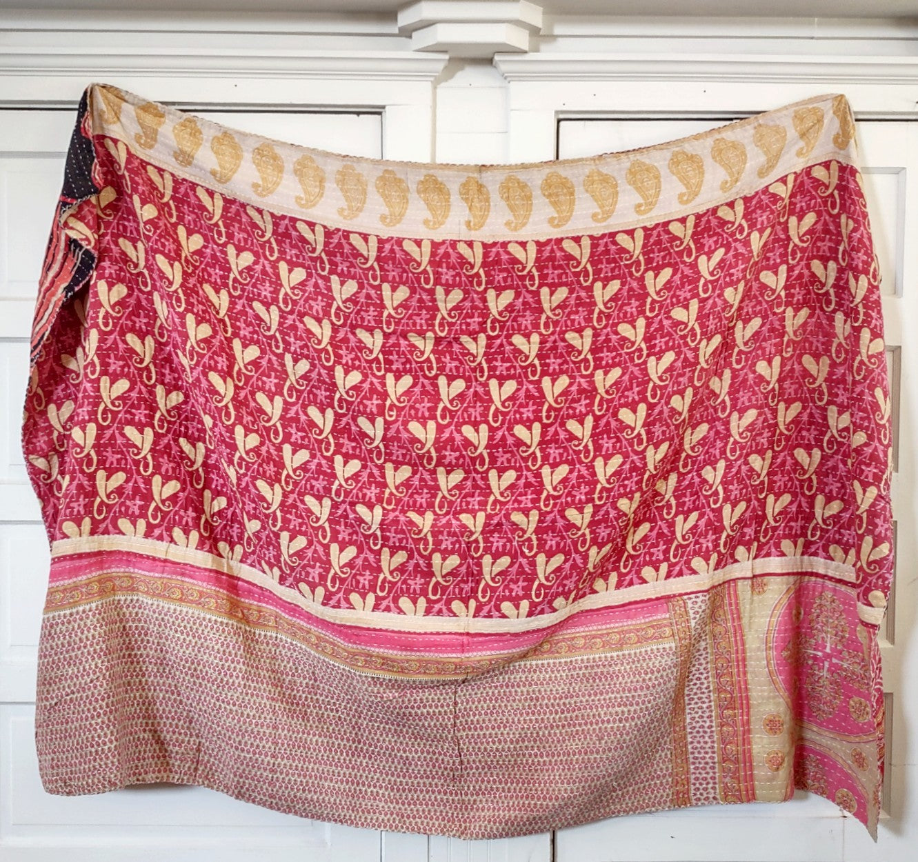 Kantha Sari Throw Blanket #1557