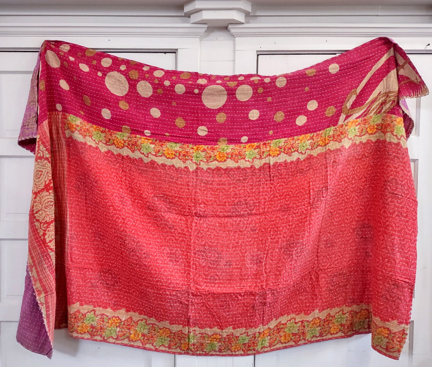 Kantha Sari Throw Blanket #1561