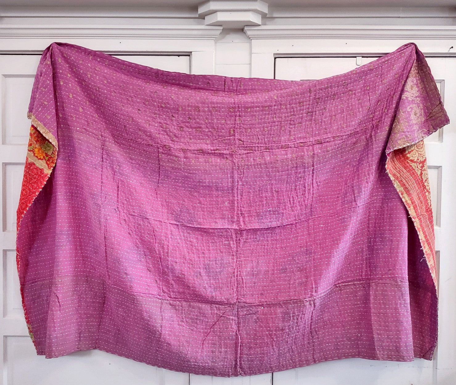 Kantha Sari Throw Blanket #1561