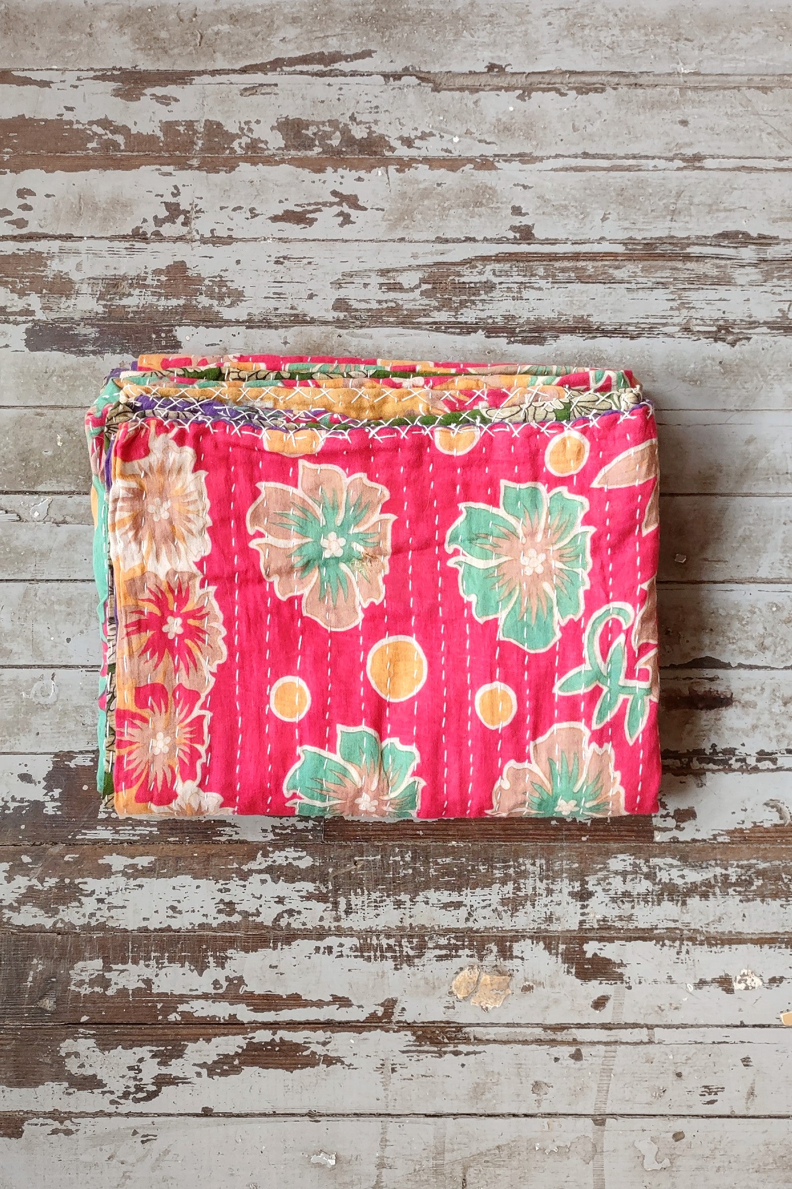 Kantha Sari Throw Blanket #1562