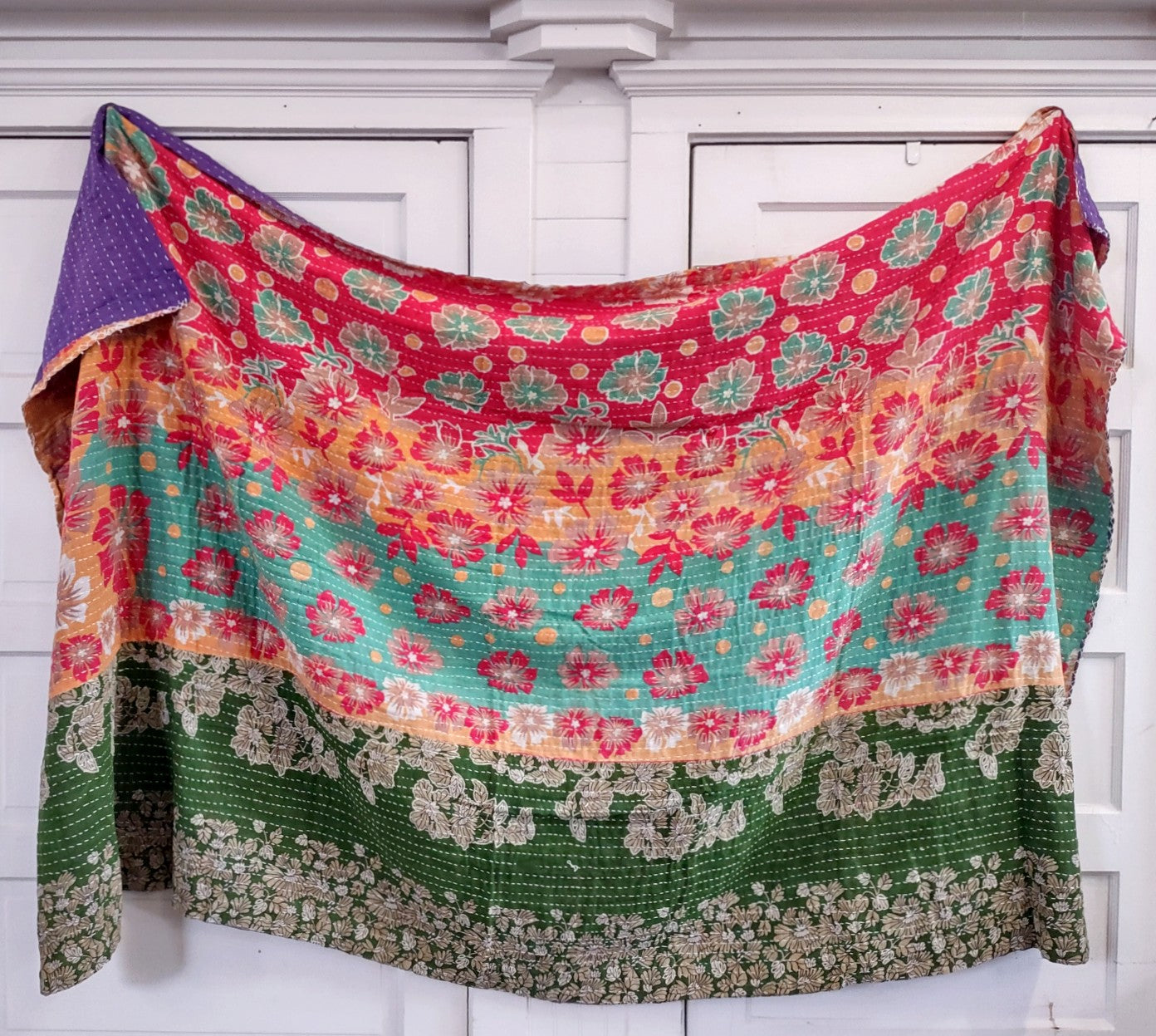 Kantha Sari Throw Blanket #1562
