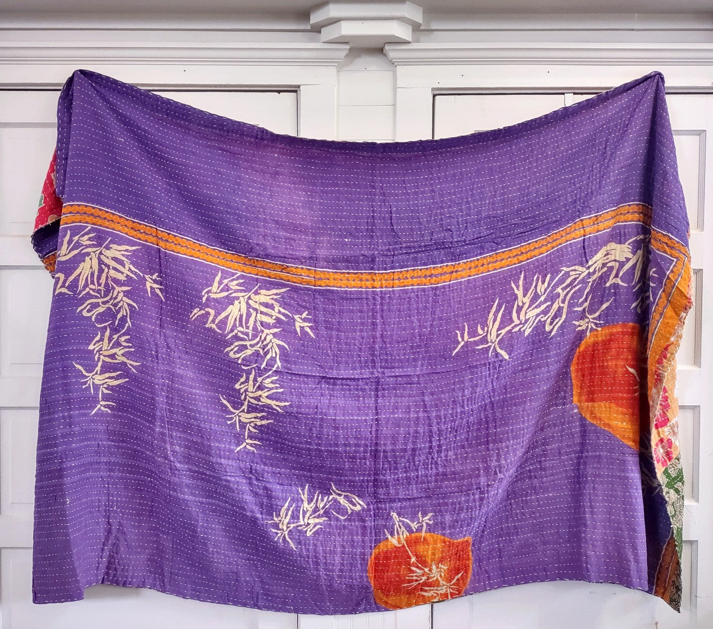 Kantha Sari Throw Blanket #1562