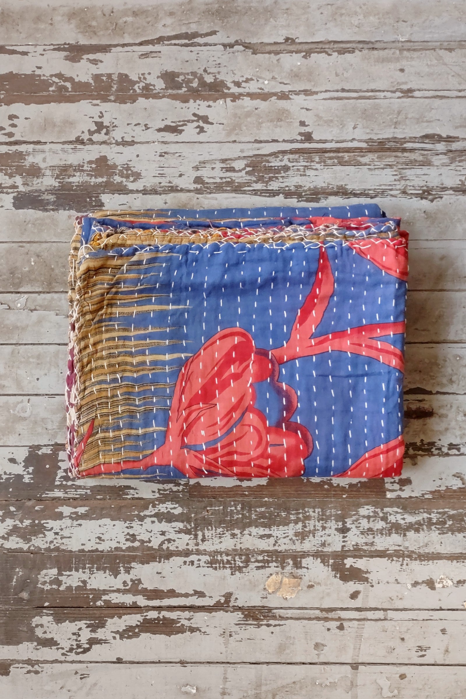 Kantha Sari Throw Blanket #1566