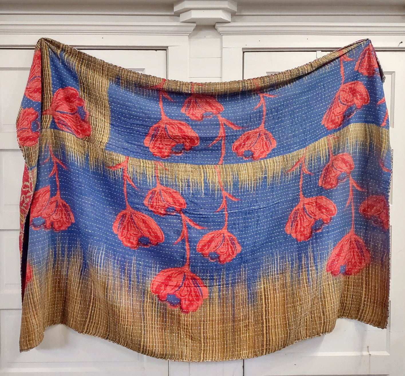 Kantha Sari Throw Blanket #1566