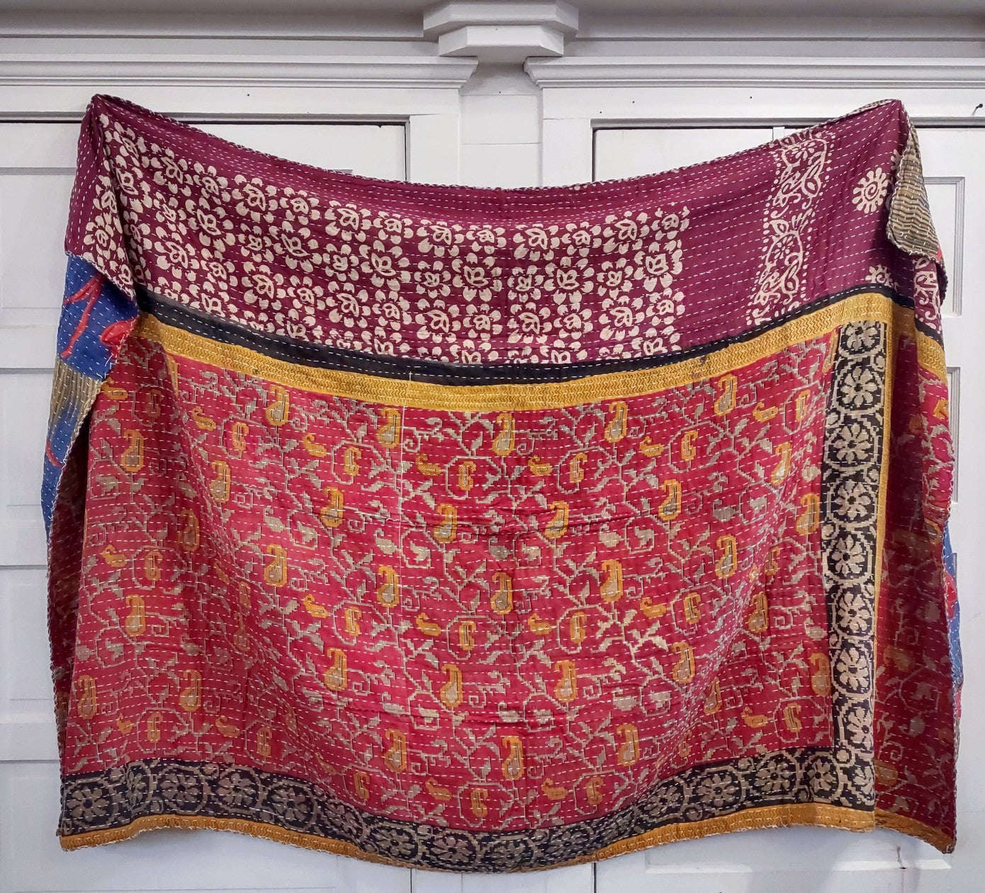 Kantha Sari Throw Blanket #1566