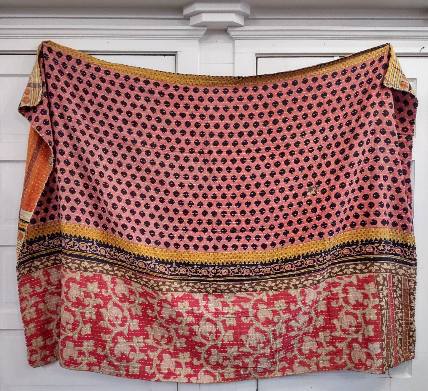 Kantha Sari Throw Blanket #1567