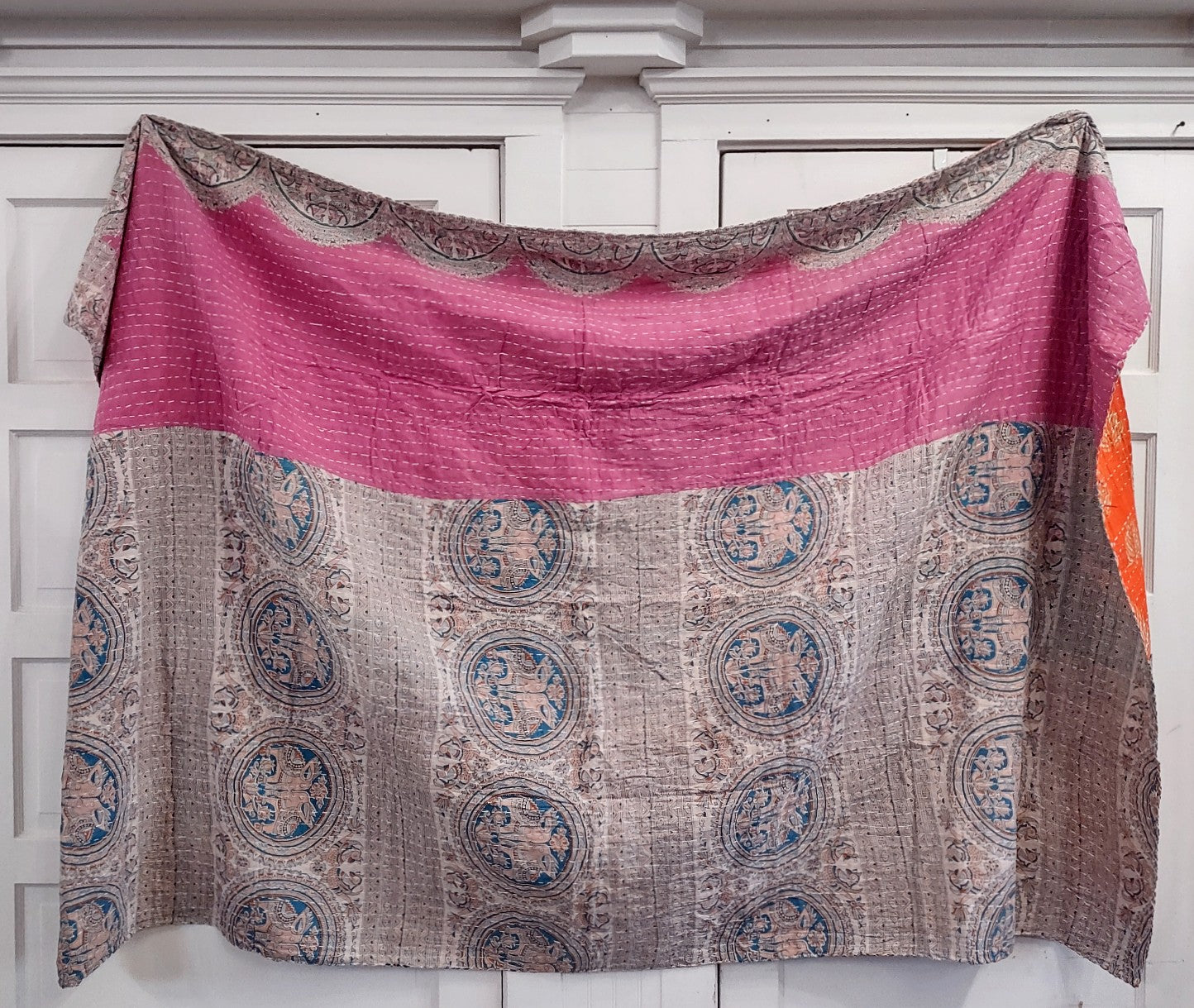 Kantha Sari Throw Blanket #1568