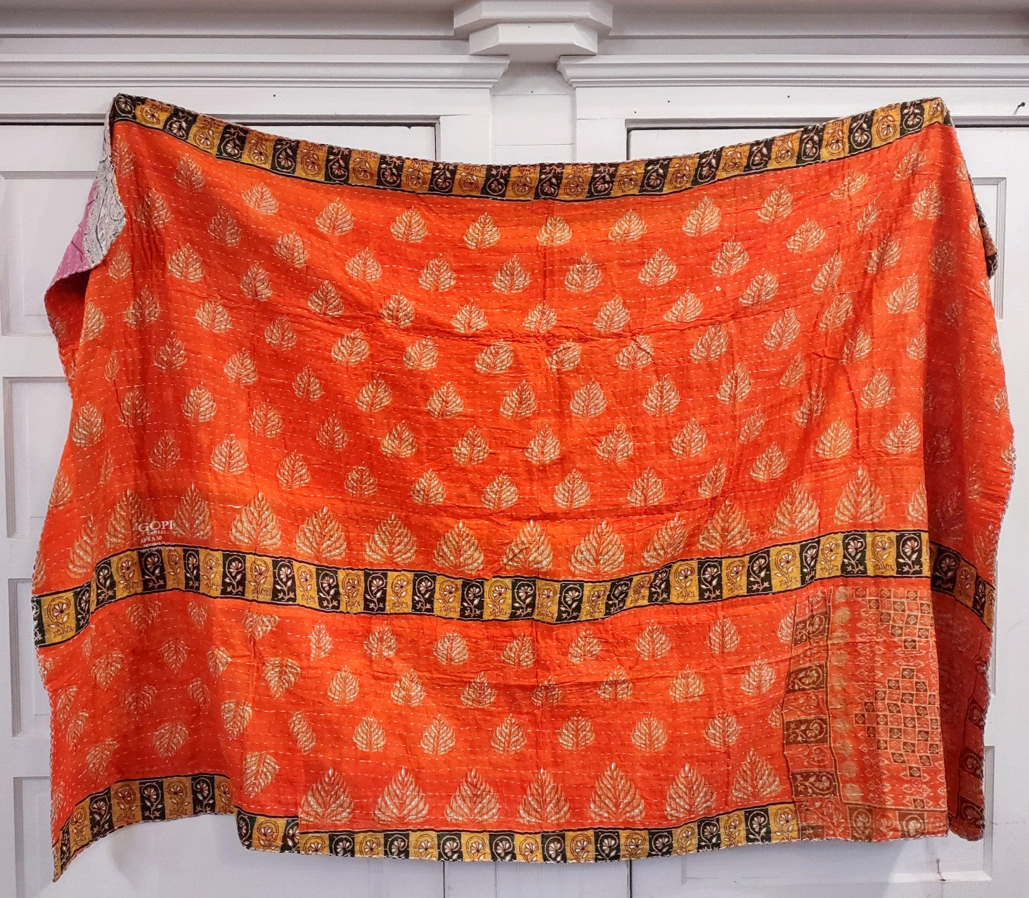 Kantha Sari Throw Blanket #1568