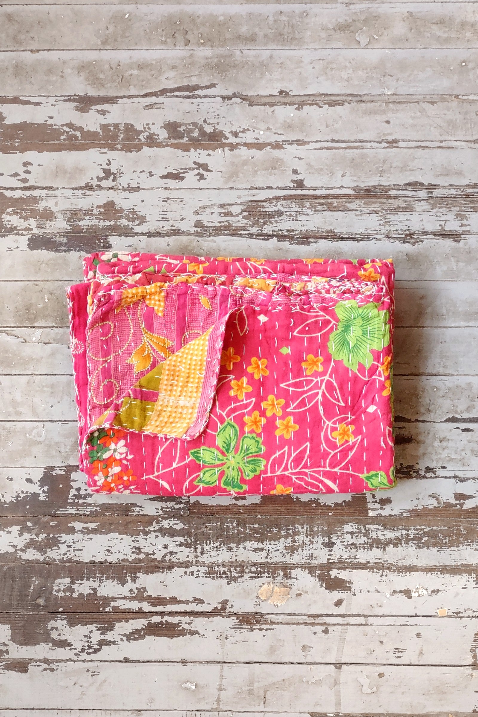 Kantha Sari Throw Blanket #1569