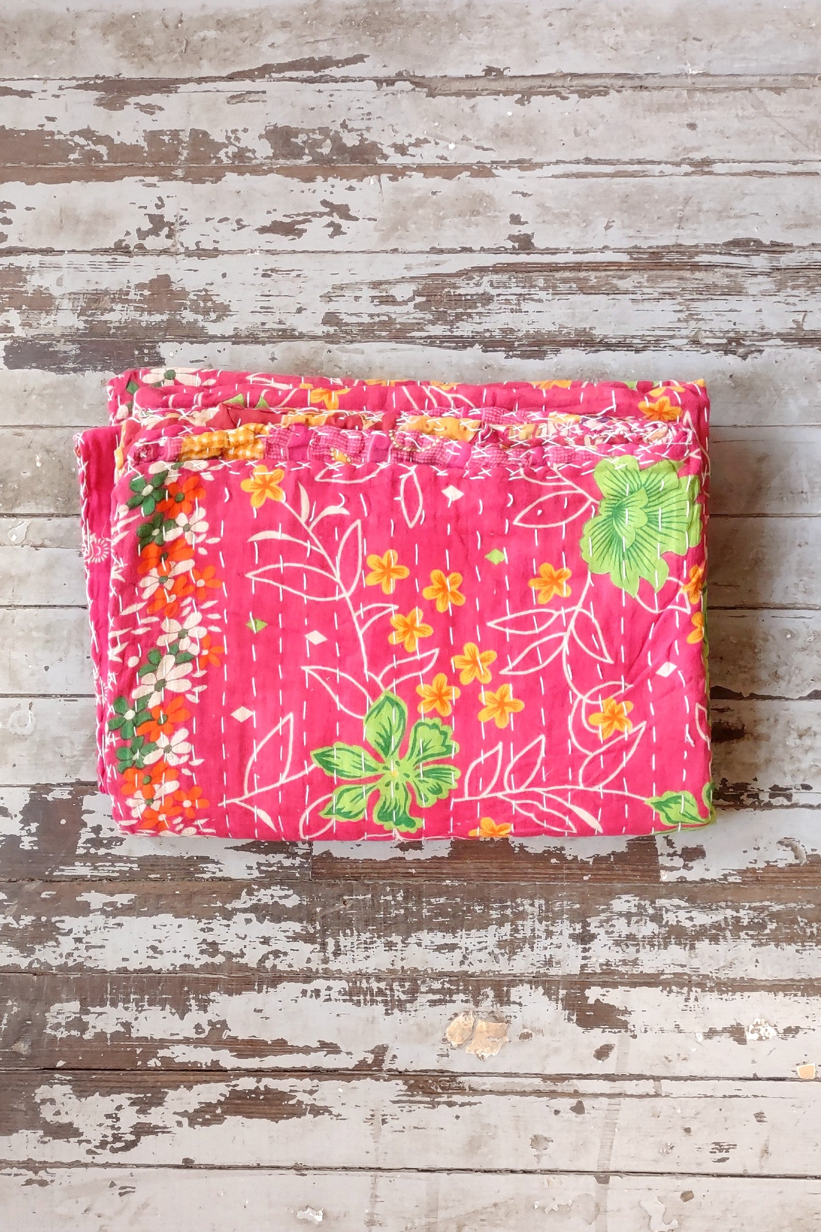 Kantha Sari Throw Blanket #1569