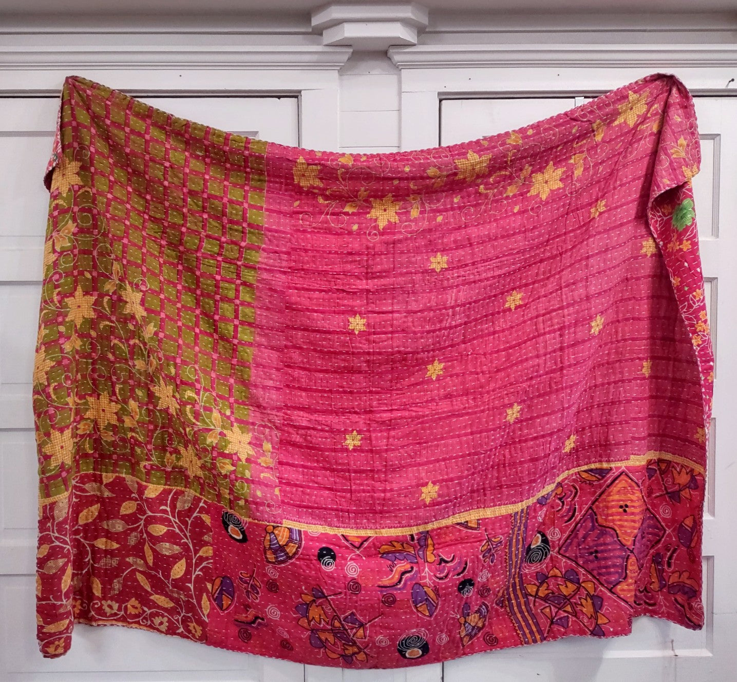 Kantha Sari Throw Blanket #1569