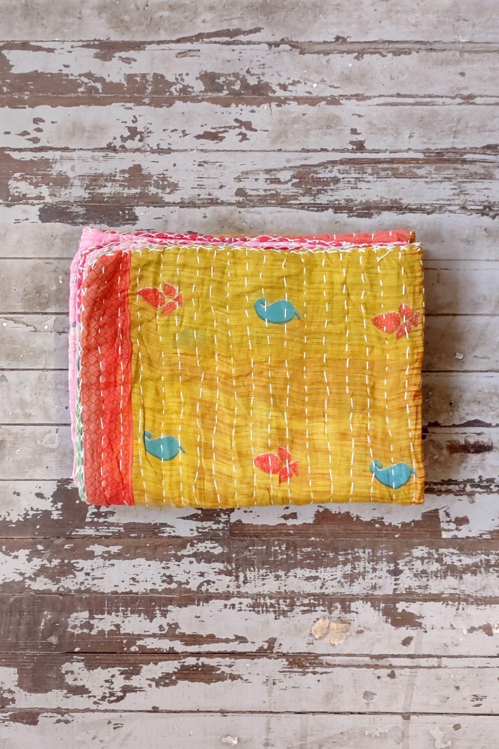 Kantha Sari Throw Blanket #1570