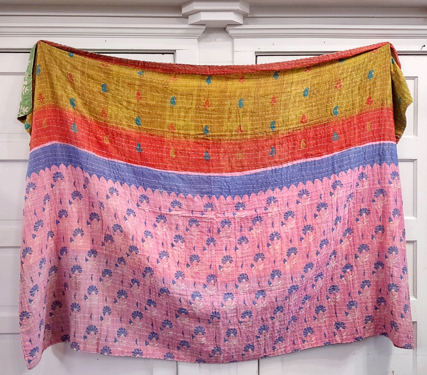 Kantha Sari Throw Blanket #1570