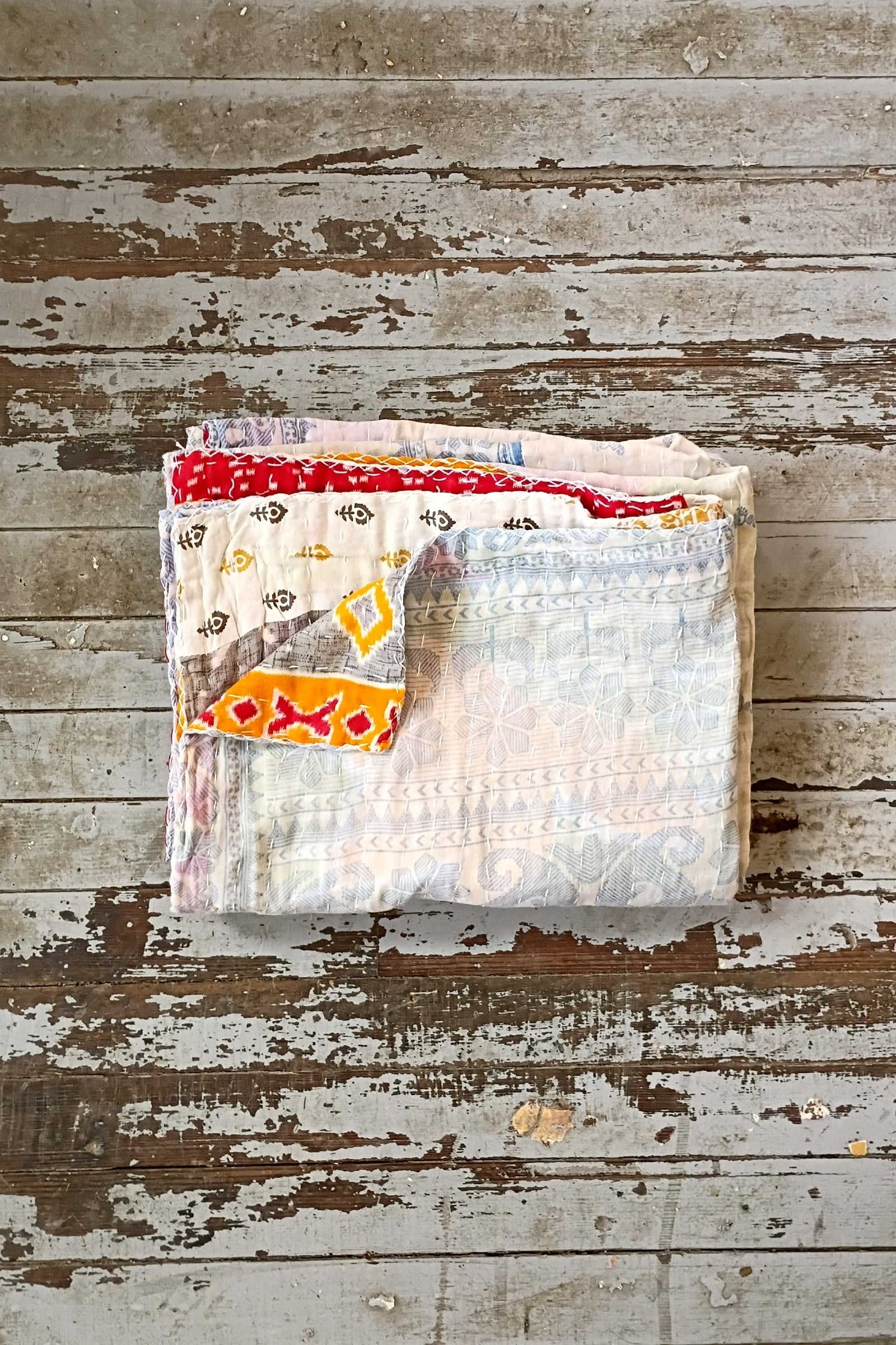 Kantha Sari Throw Blanket #1571