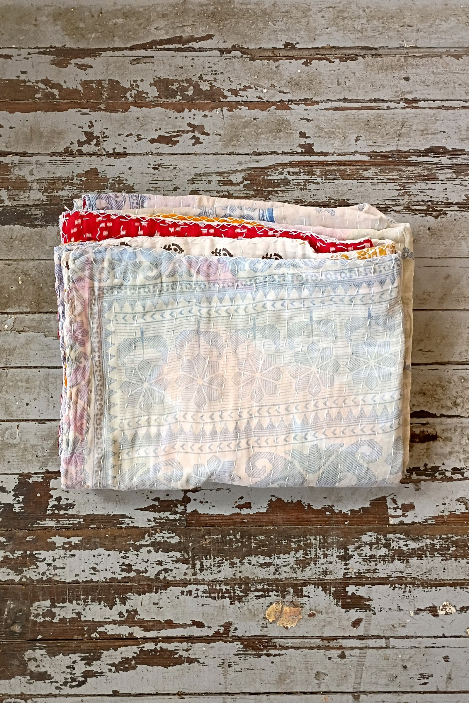 Kantha Sari Throw Blanket #1571