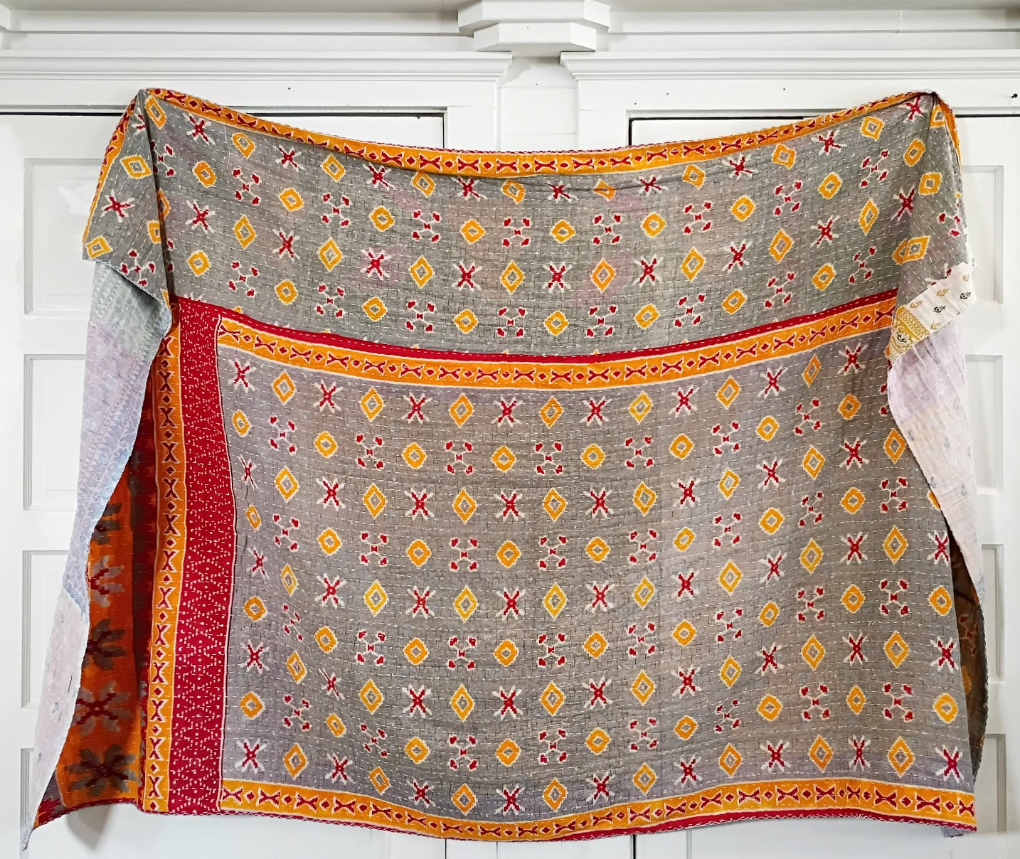 Kantha Sari Throw Blanket #1571
