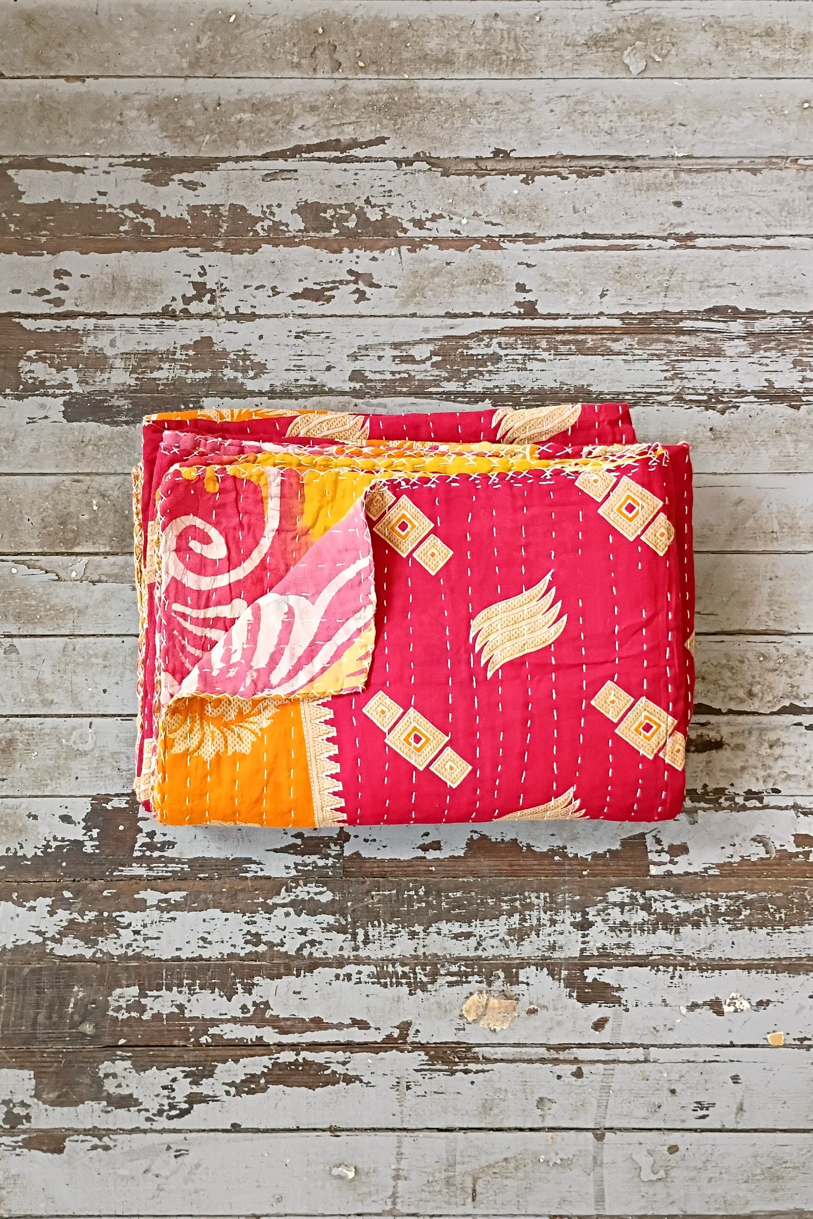 Kantha Sari Throw Blanket #1572