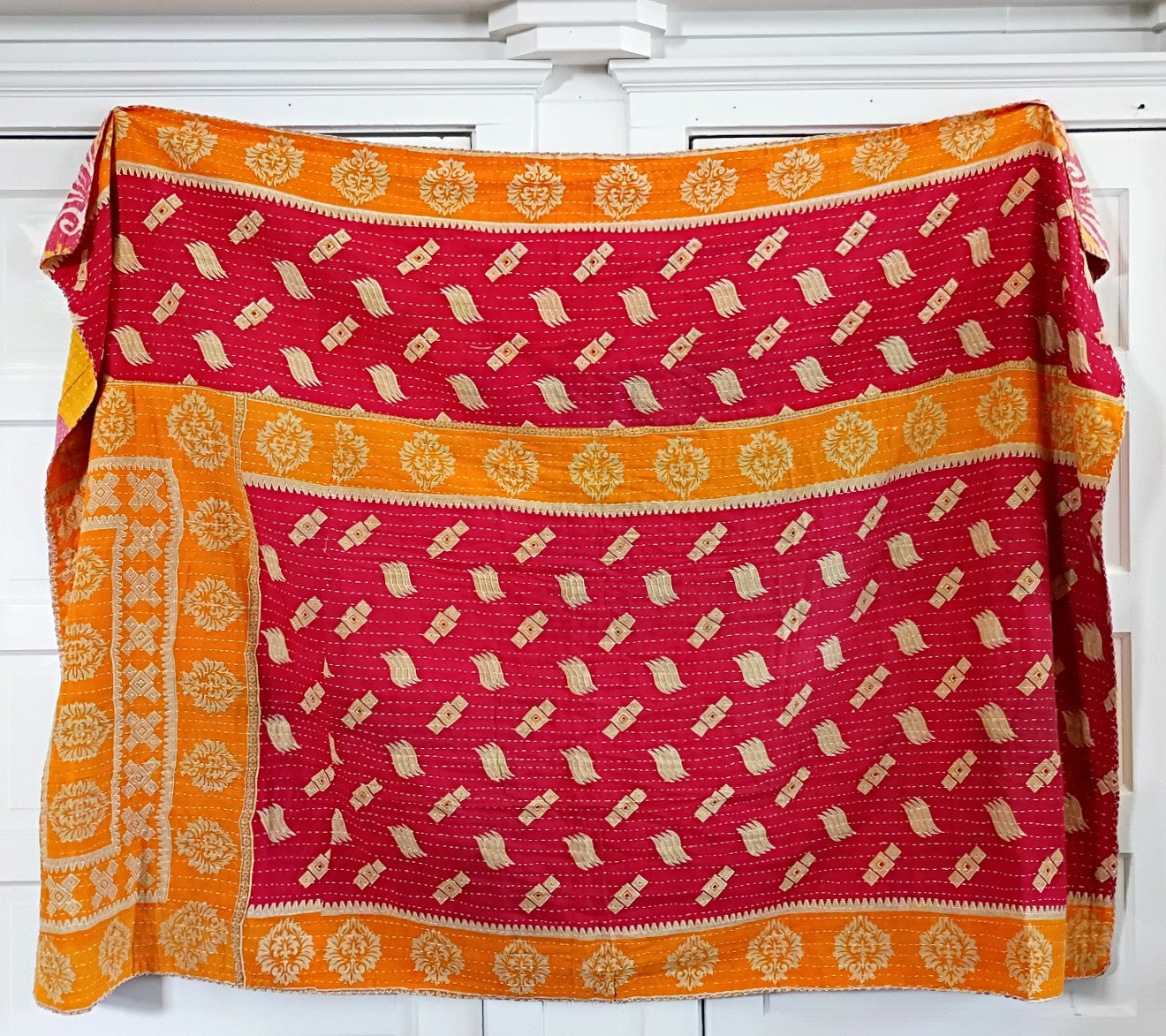 Kantha Sari Throw Blanket #1572